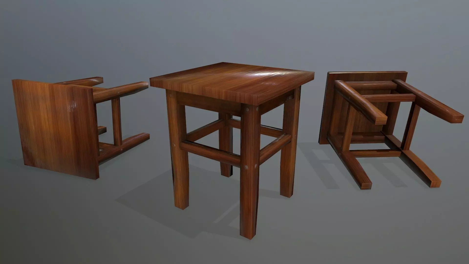 Footstool wooden table Low-poly 3D model