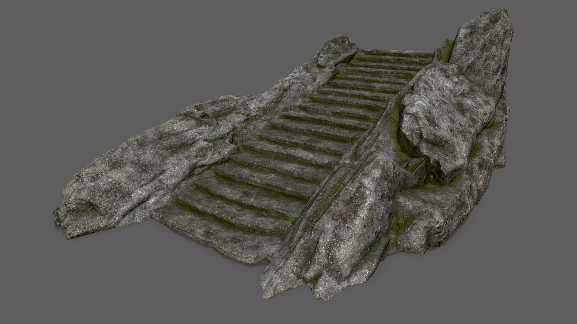 Ladder set of stairs on rock Low-poly 3D model