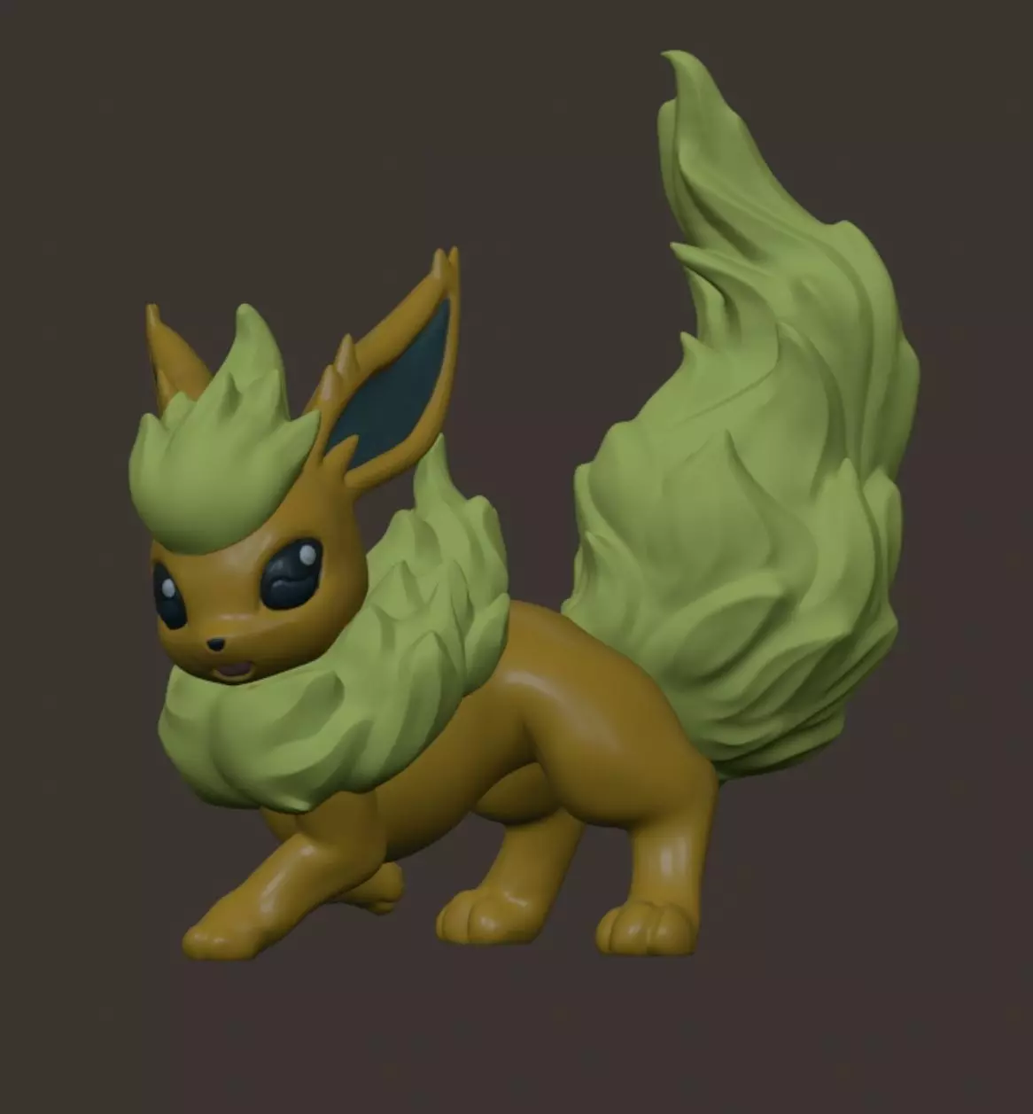 Flareon pokemon eevee with long hair 3D print model
