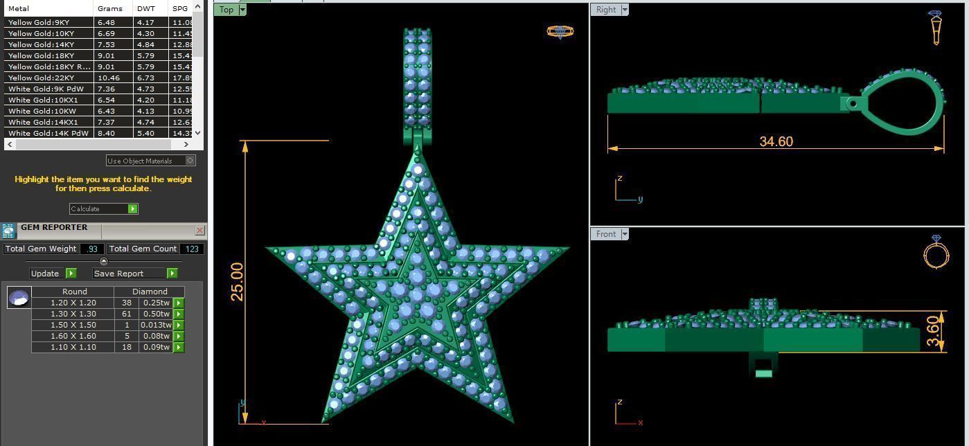 Start Diamond Pendent 3d Model and Render Detail 3D print model_9