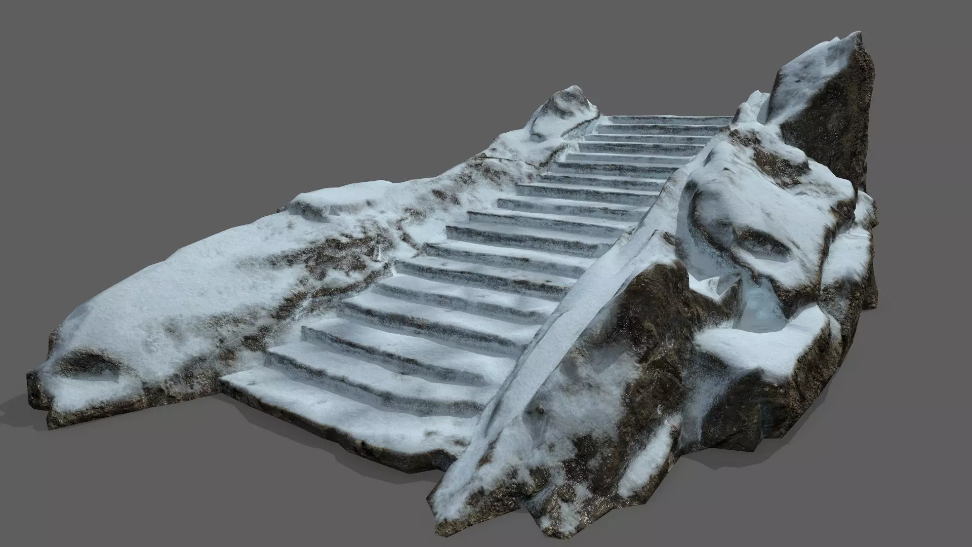 Snowy Stairs Low-poly 3D model_0