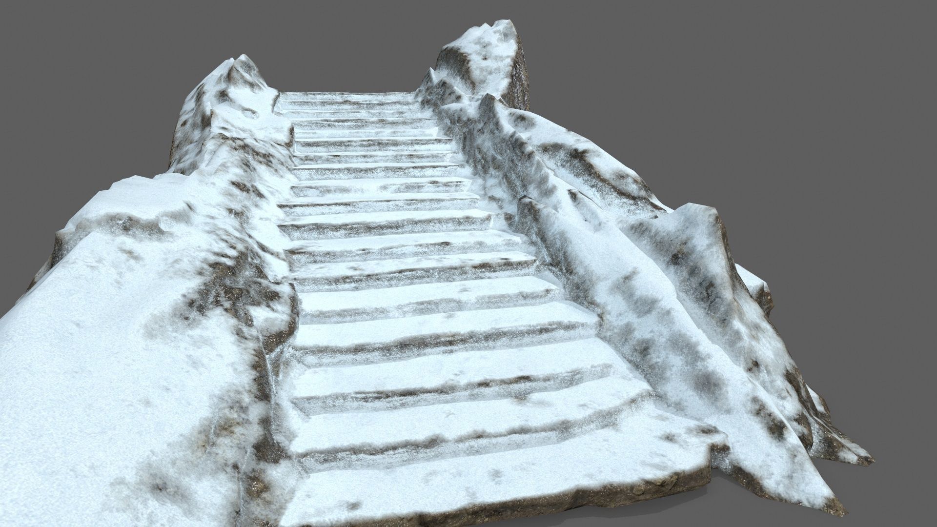 Snowy Stairs Low-poly 3D model_13