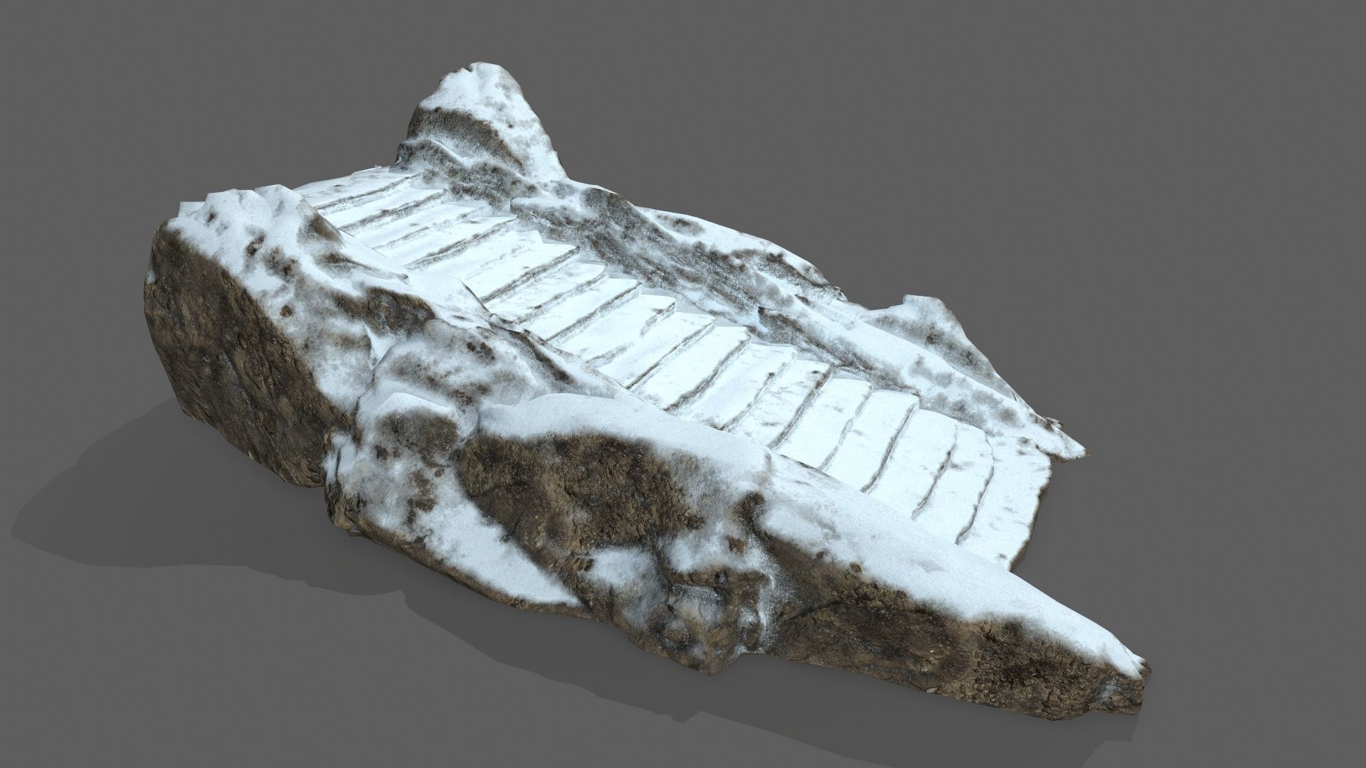 Snowy Stairs Low-poly 3D model_6