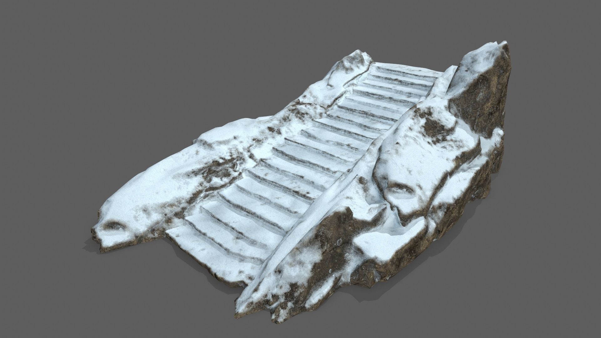 Snowy Stairs Low-poly 3D model_1
