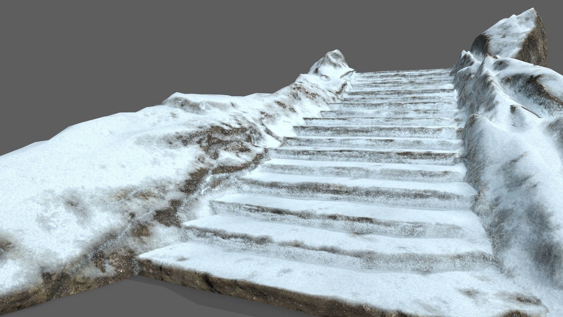 Snowy Stairs Low-poly 3D model_14