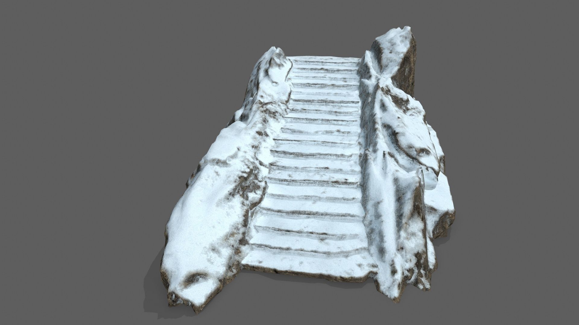 Snowy Stairs Low-poly 3D model_7