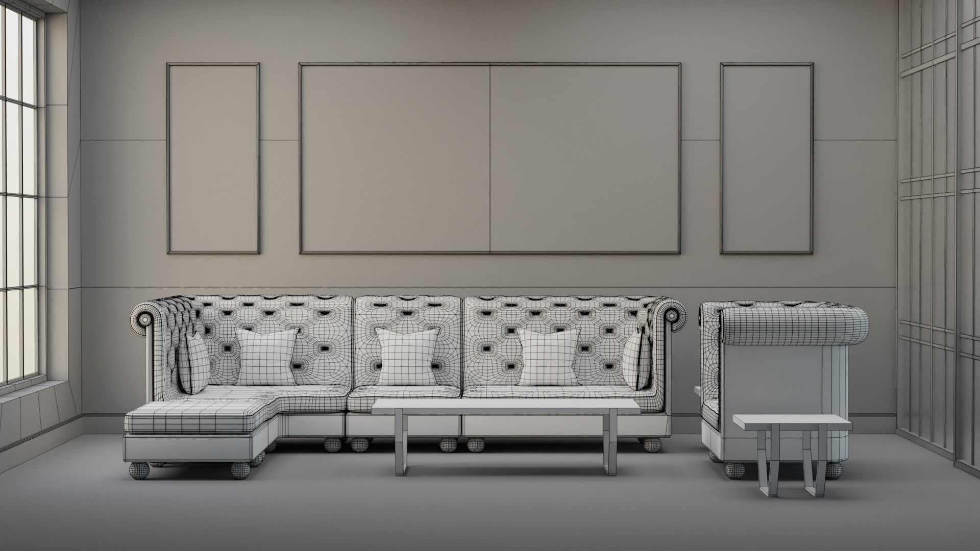 Sofa Set 06 Low-poly 3D model_1