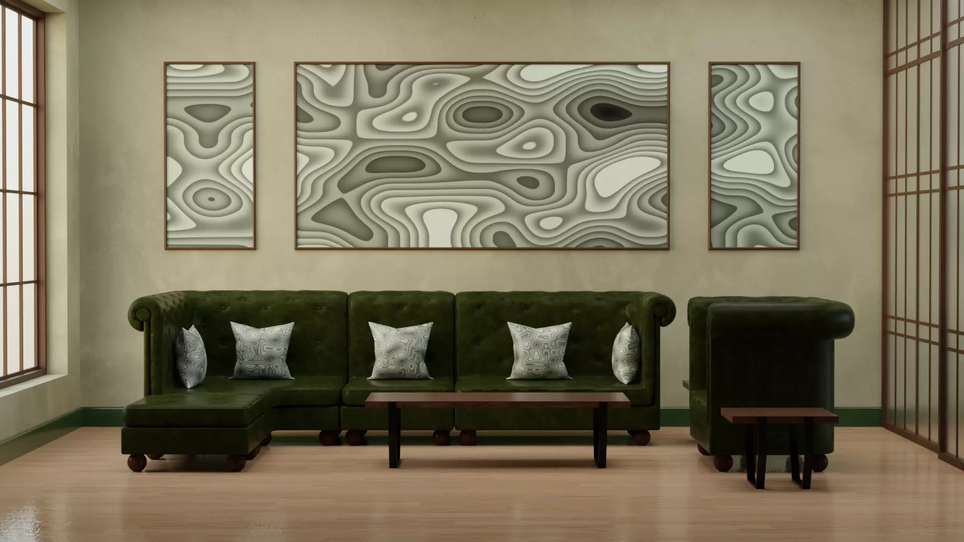 Sofa Set 06 Low-poly 3D model_0