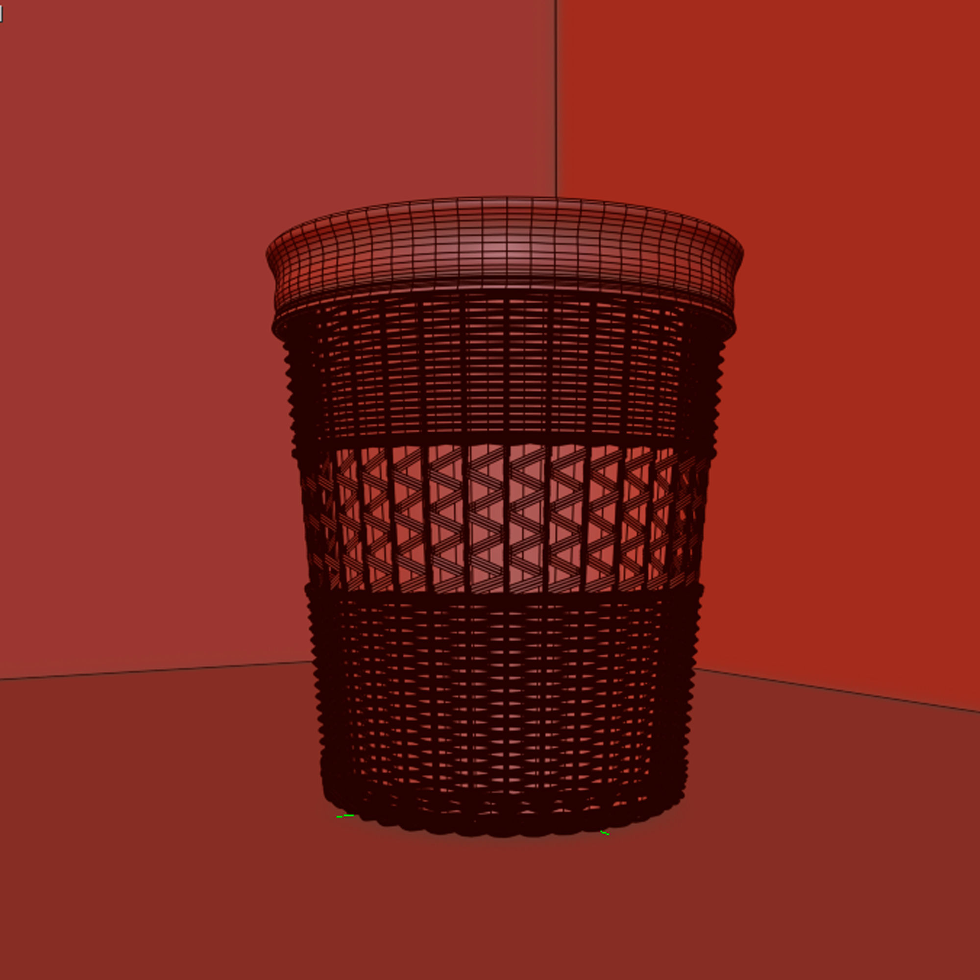 Wicker basket  3D model_1