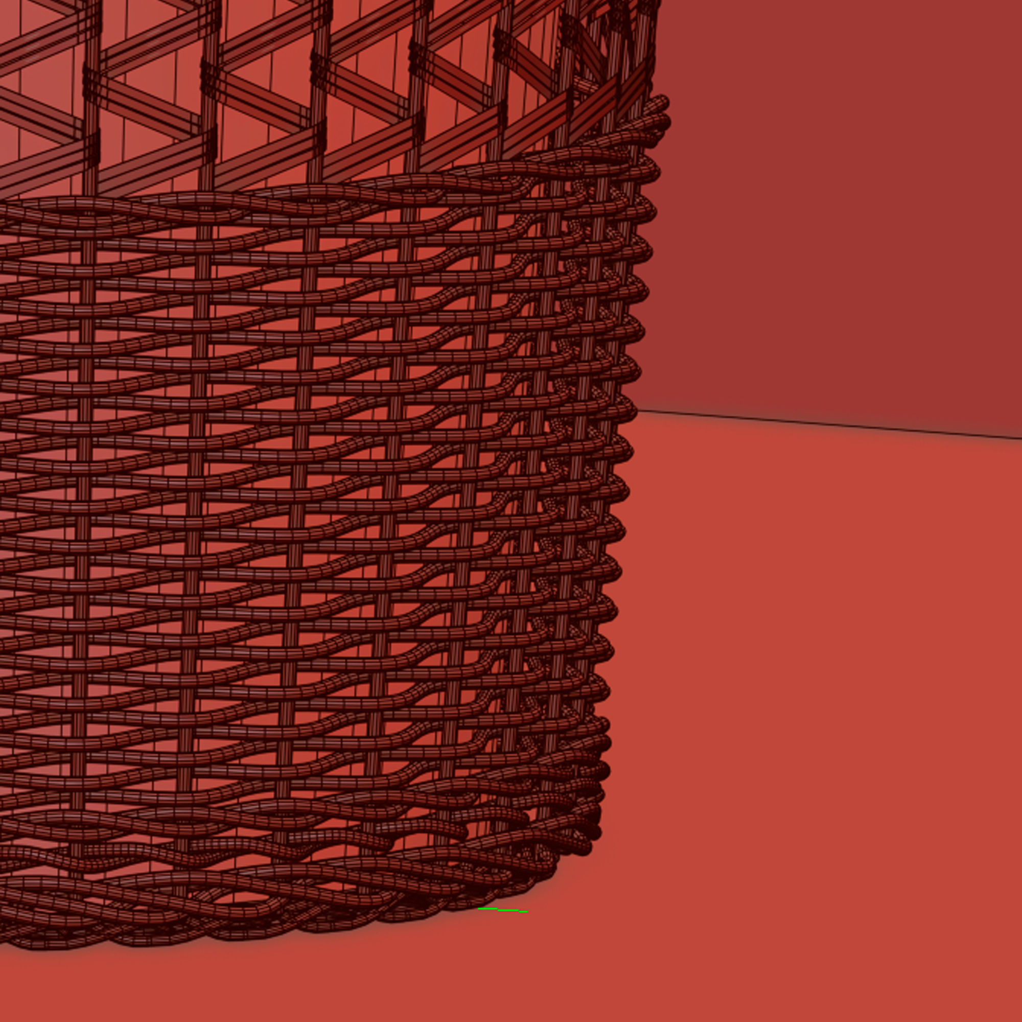 Wicker basket  3D model_3