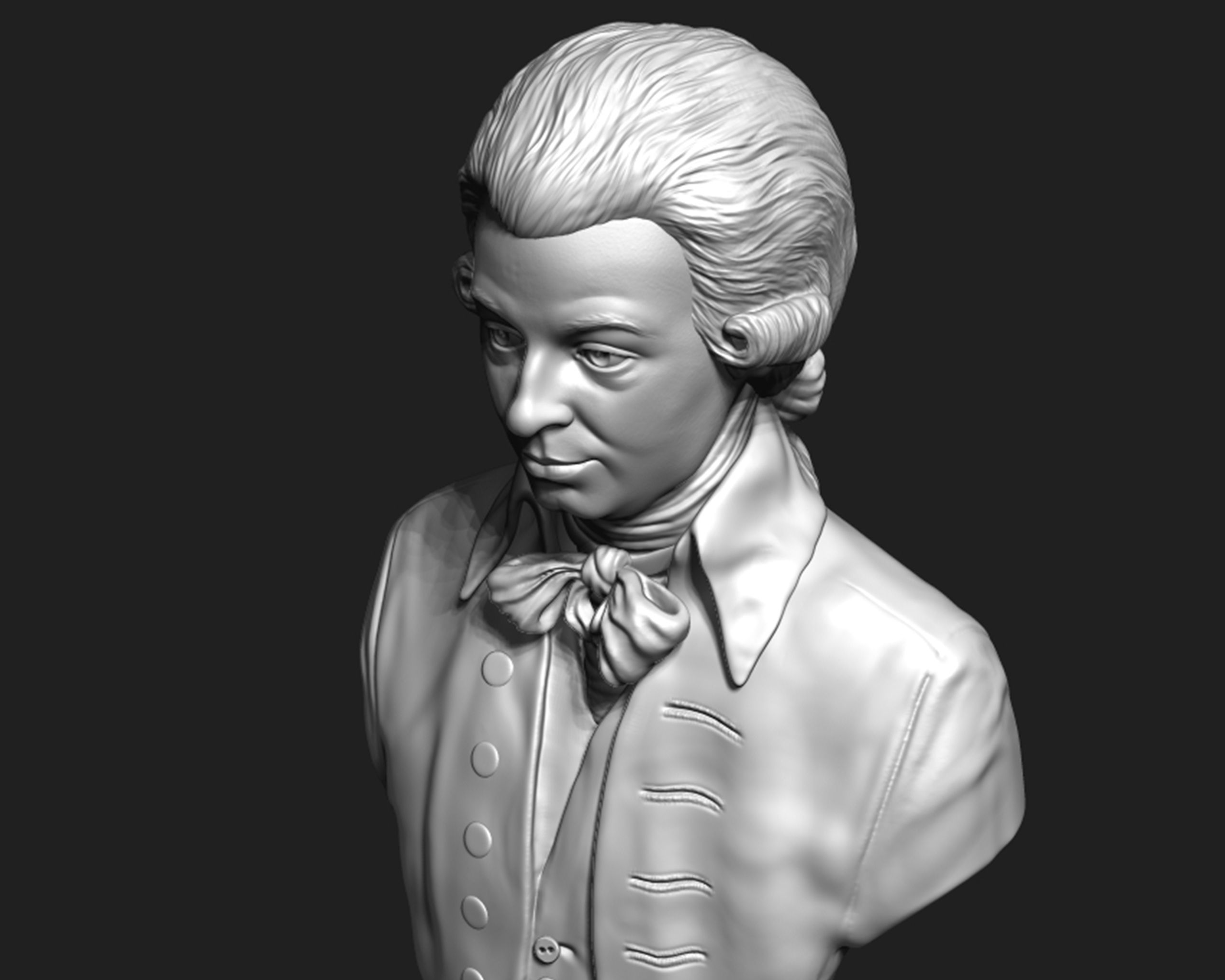 Wolfgang Amadeus Mozart portrait sculpture 3D print model_6
