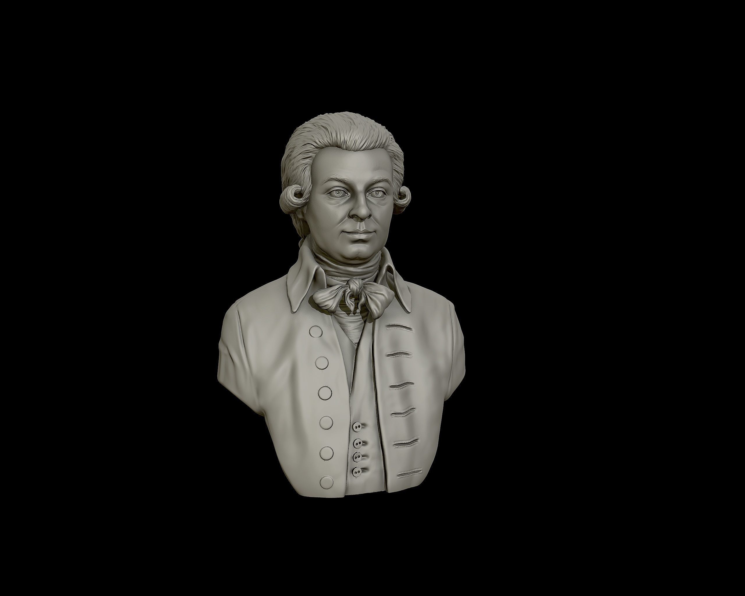 Wolfgang Amadeus Mozart portrait sculpture 3D print model_25