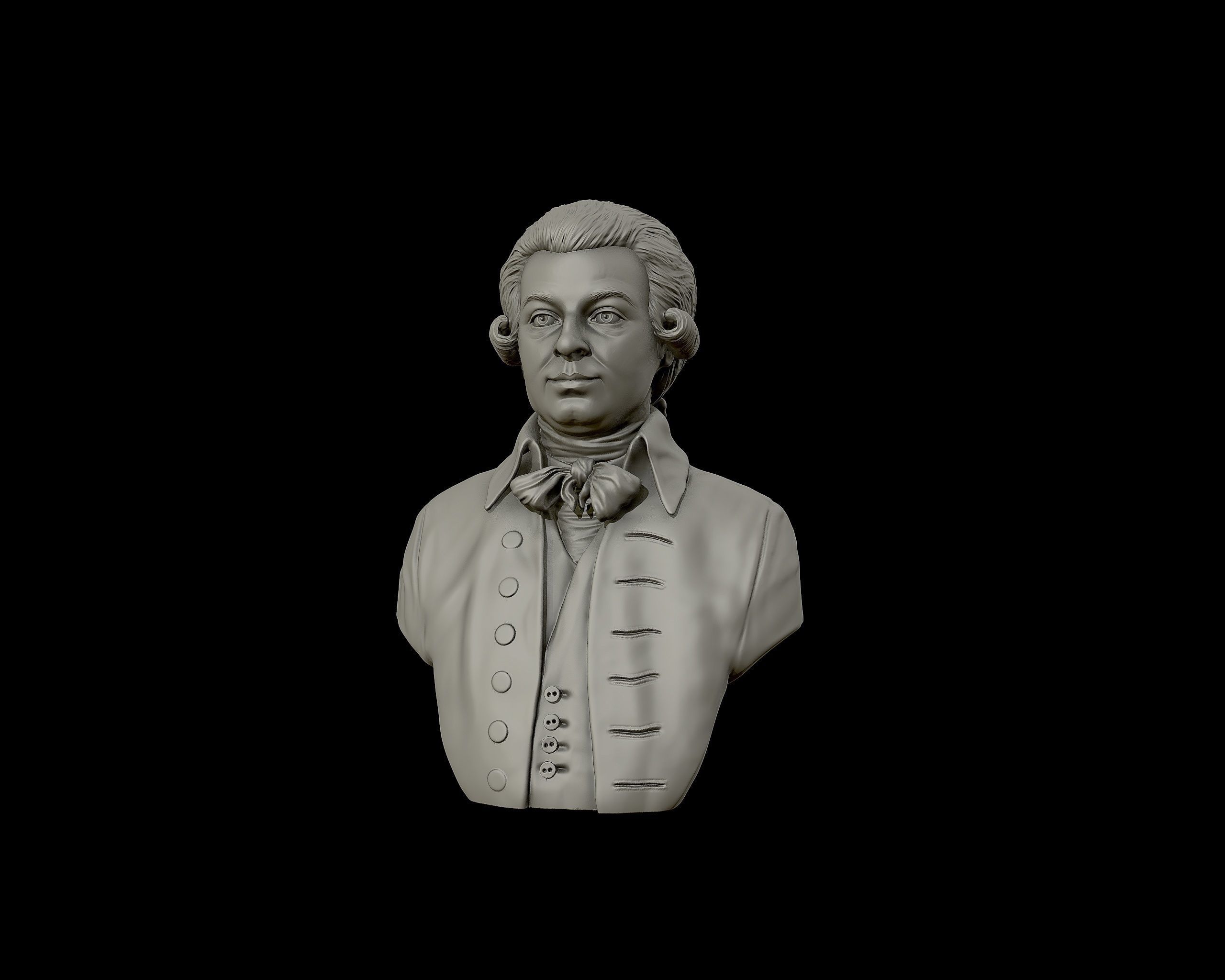 Wolfgang Amadeus Mozart portrait sculpture 3D print model_17