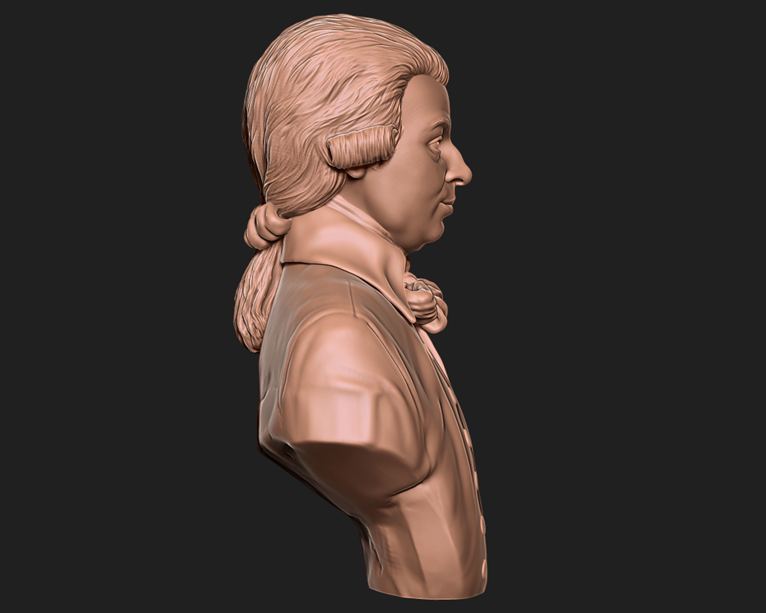 Wolfgang Amadeus Mozart portrait sculpture 3D print model_11
