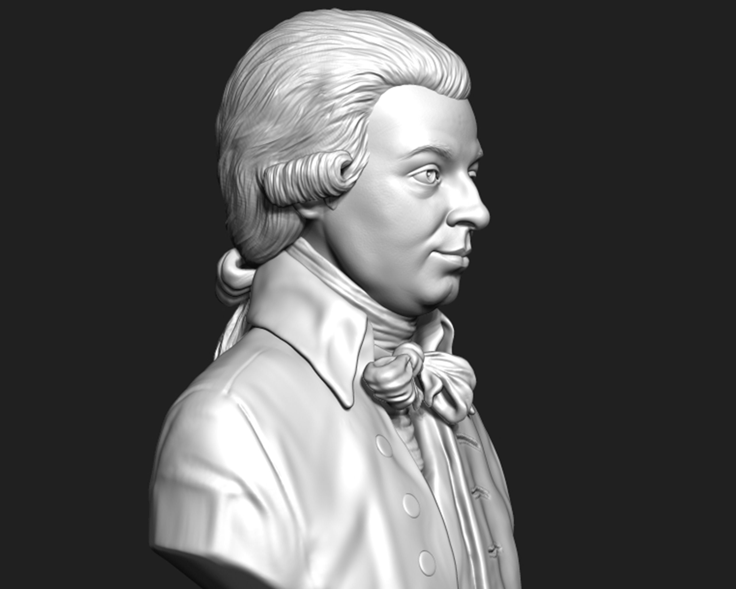 Wolfgang Amadeus Mozart portrait sculpture 3D print model_4