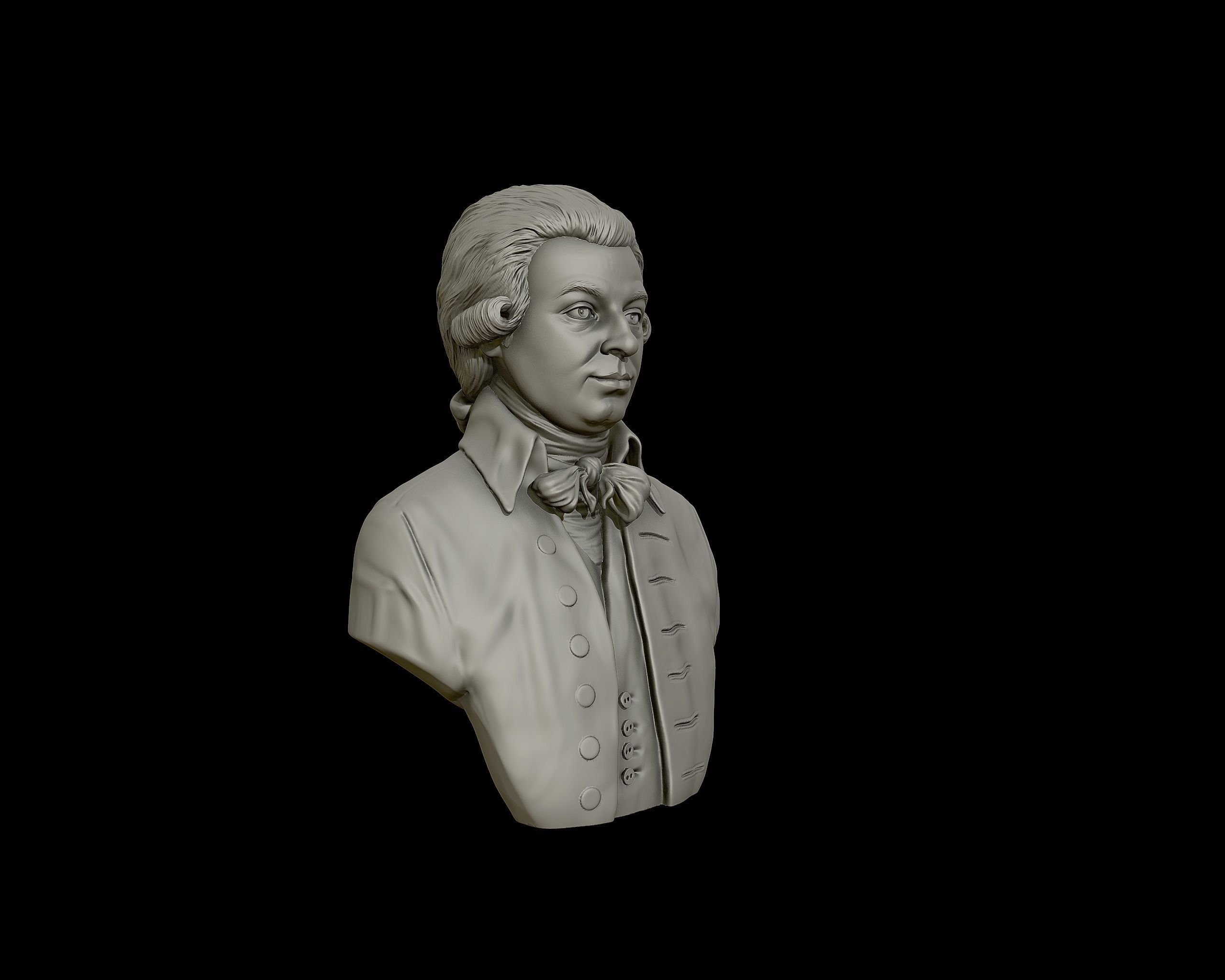 Wolfgang Amadeus Mozart portrait sculpture 3D print model_23
