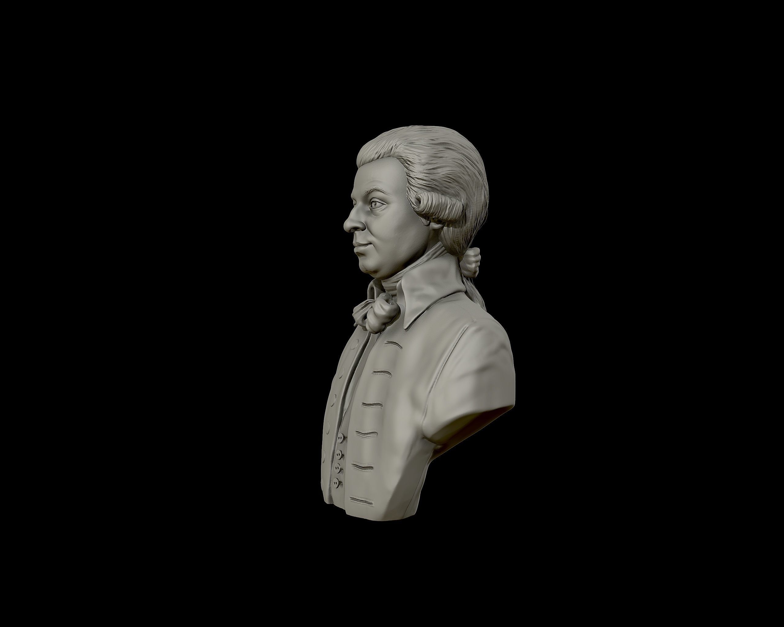 Wolfgang Amadeus Mozart portrait sculpture 3D print model_20