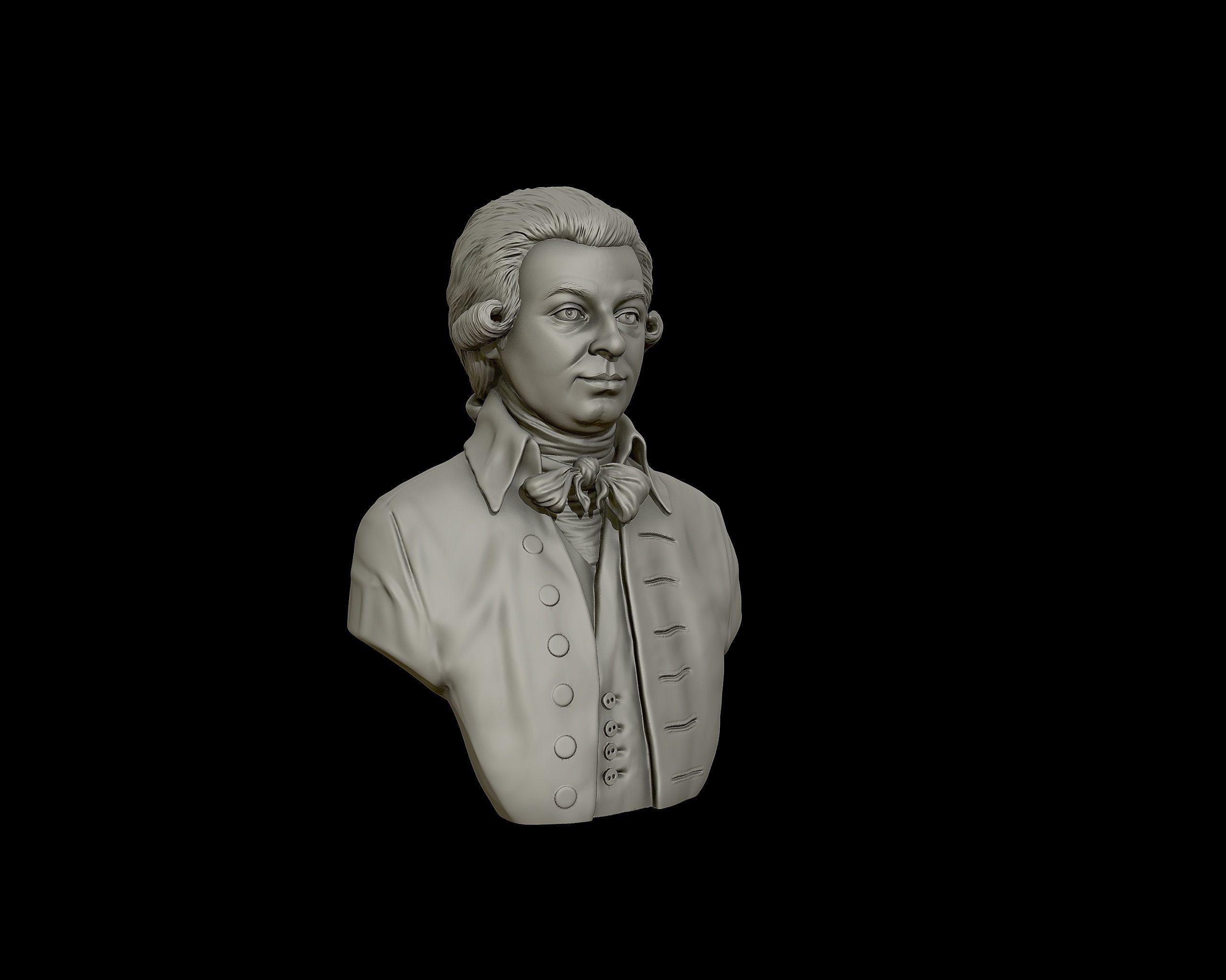 Wolfgang Amadeus Mozart portrait sculpture 3D print model_24