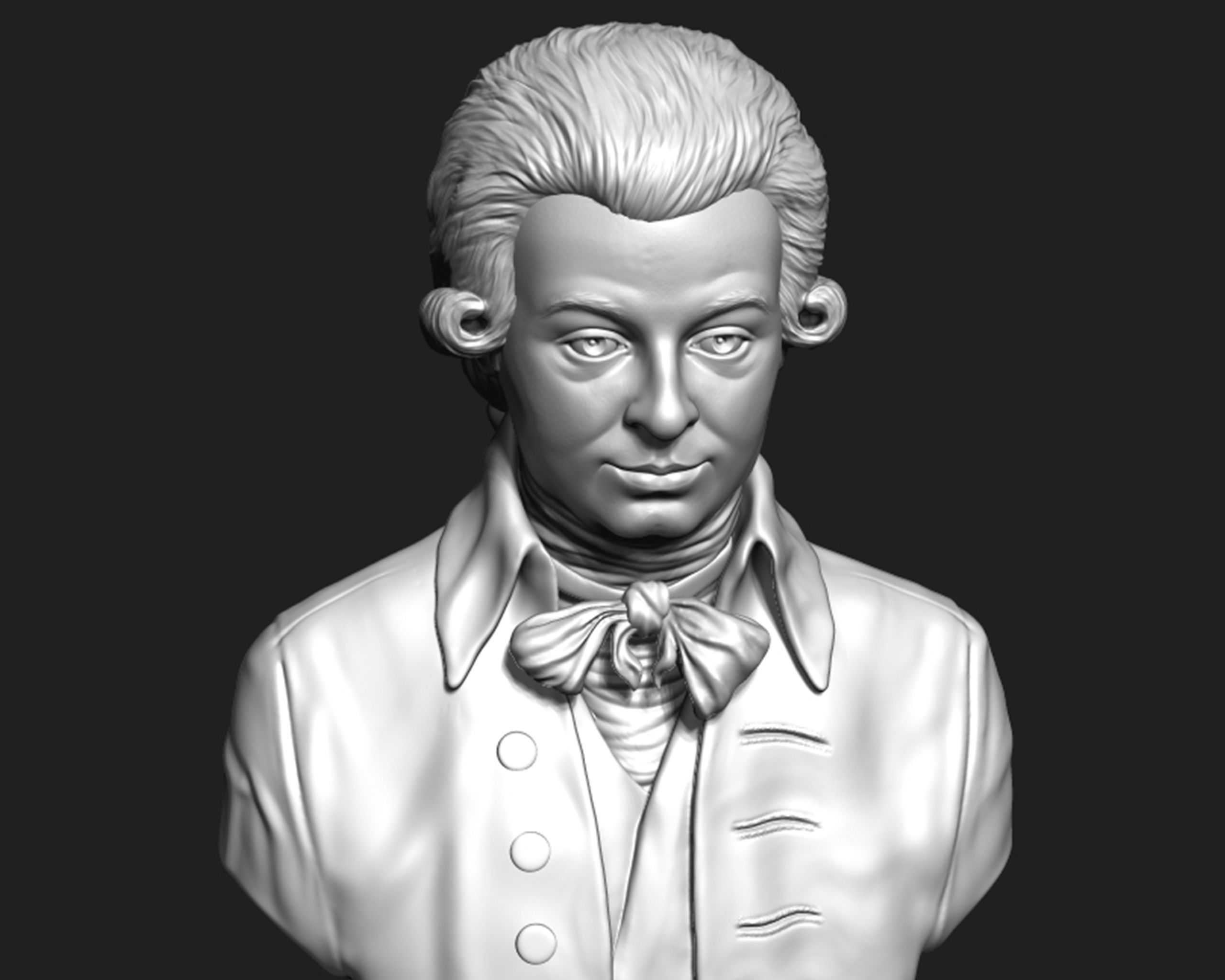 Wolfgang Amadeus Mozart portrait sculpture 3D print model_5