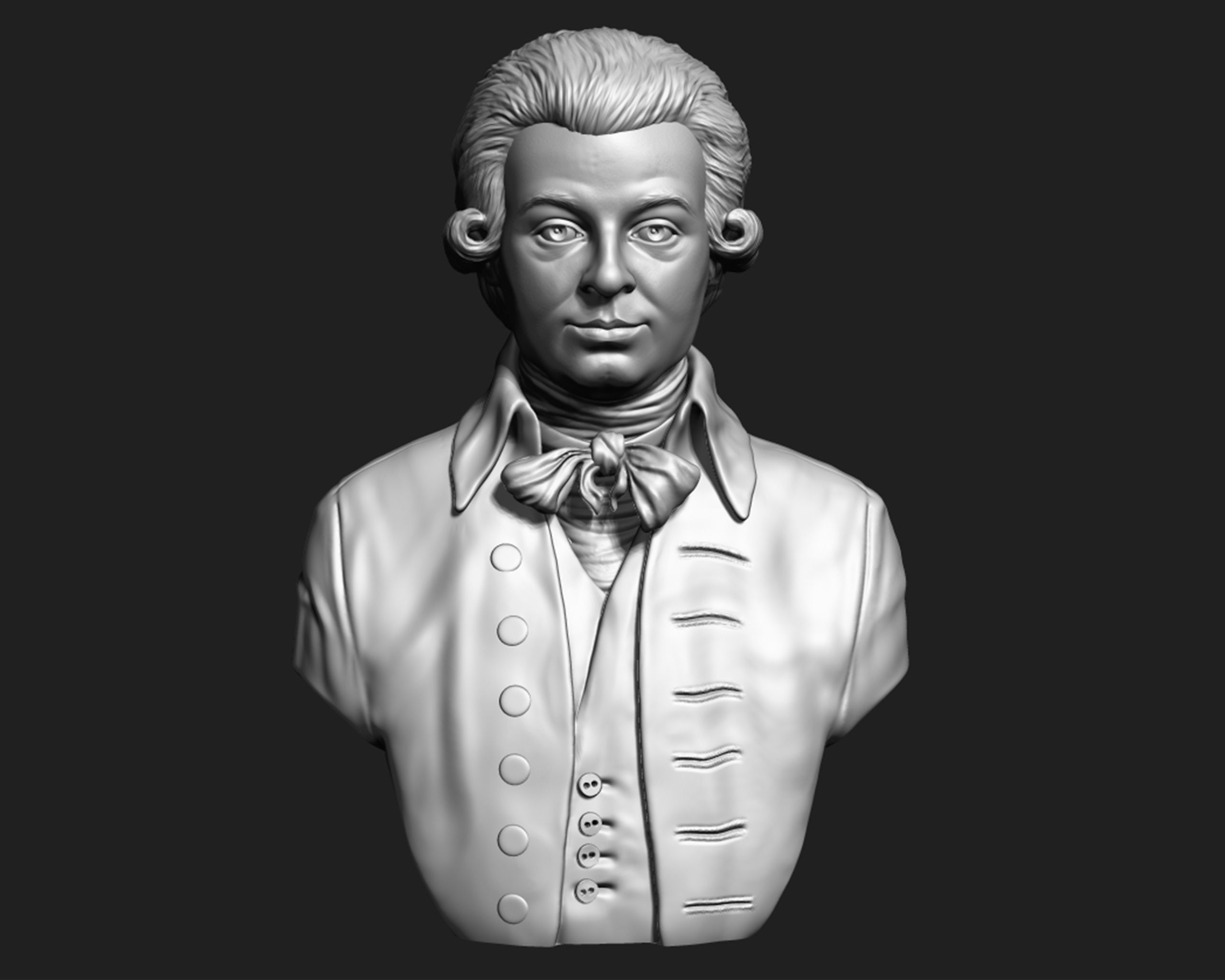 Wolfgang Amadeus Mozart portrait sculpture 3D print model_2