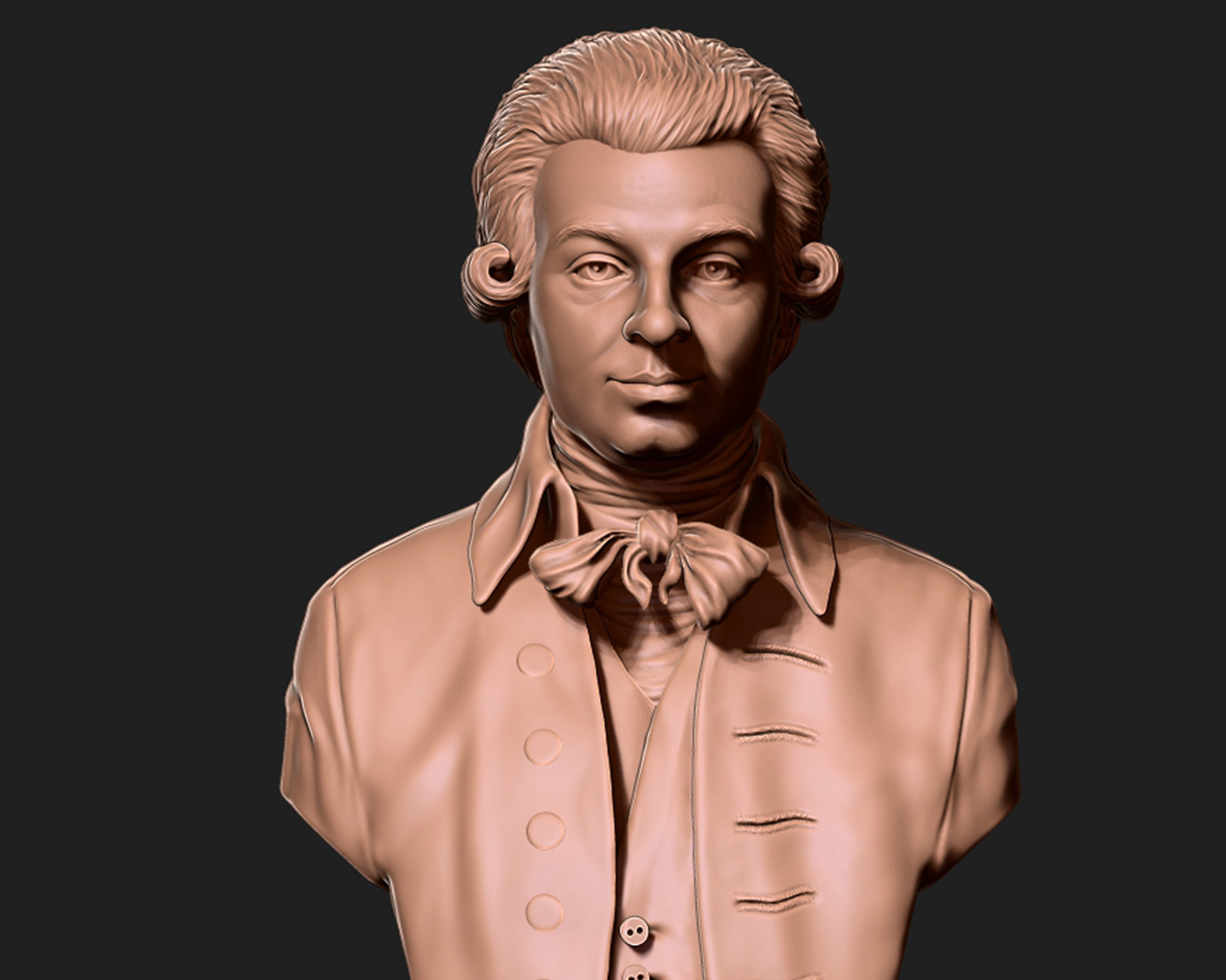 Wolfgang Amadeus Mozart portrait sculpture 3D print model_9
