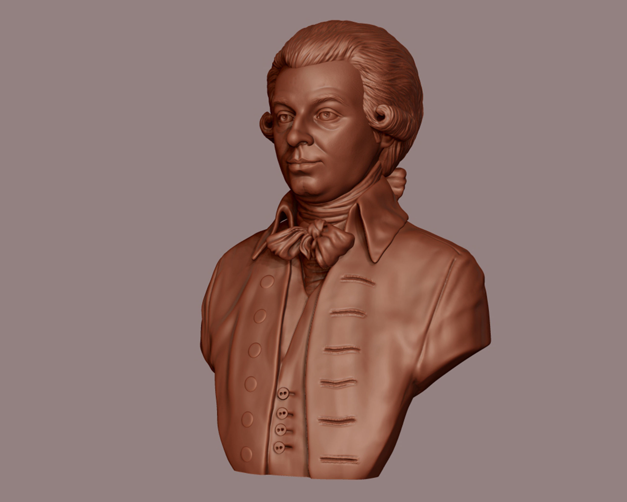 Wolfgang Amadeus Mozart portrait sculpture 3D print model_15