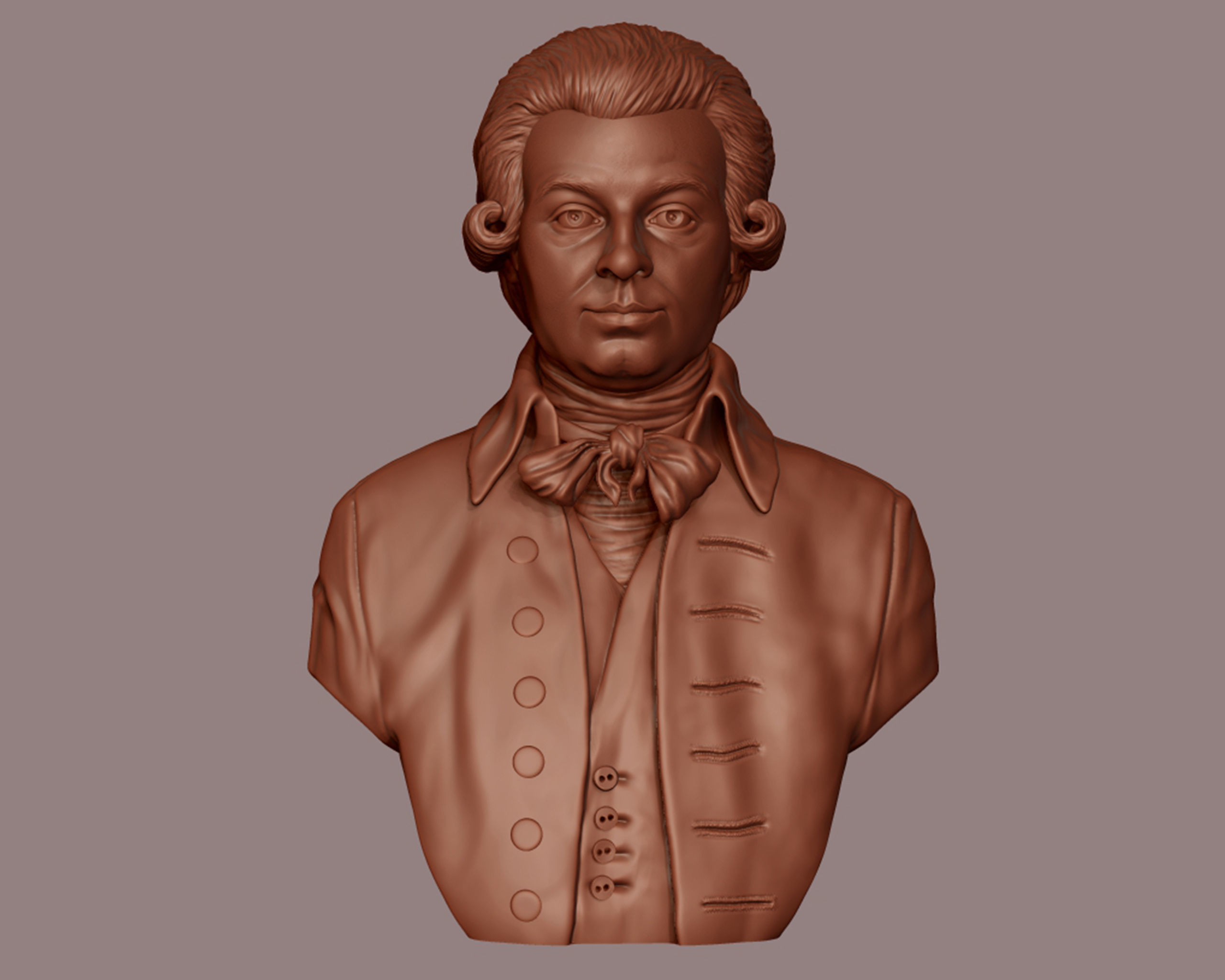 Wolfgang Amadeus Mozart portrait sculpture 3D print model_13