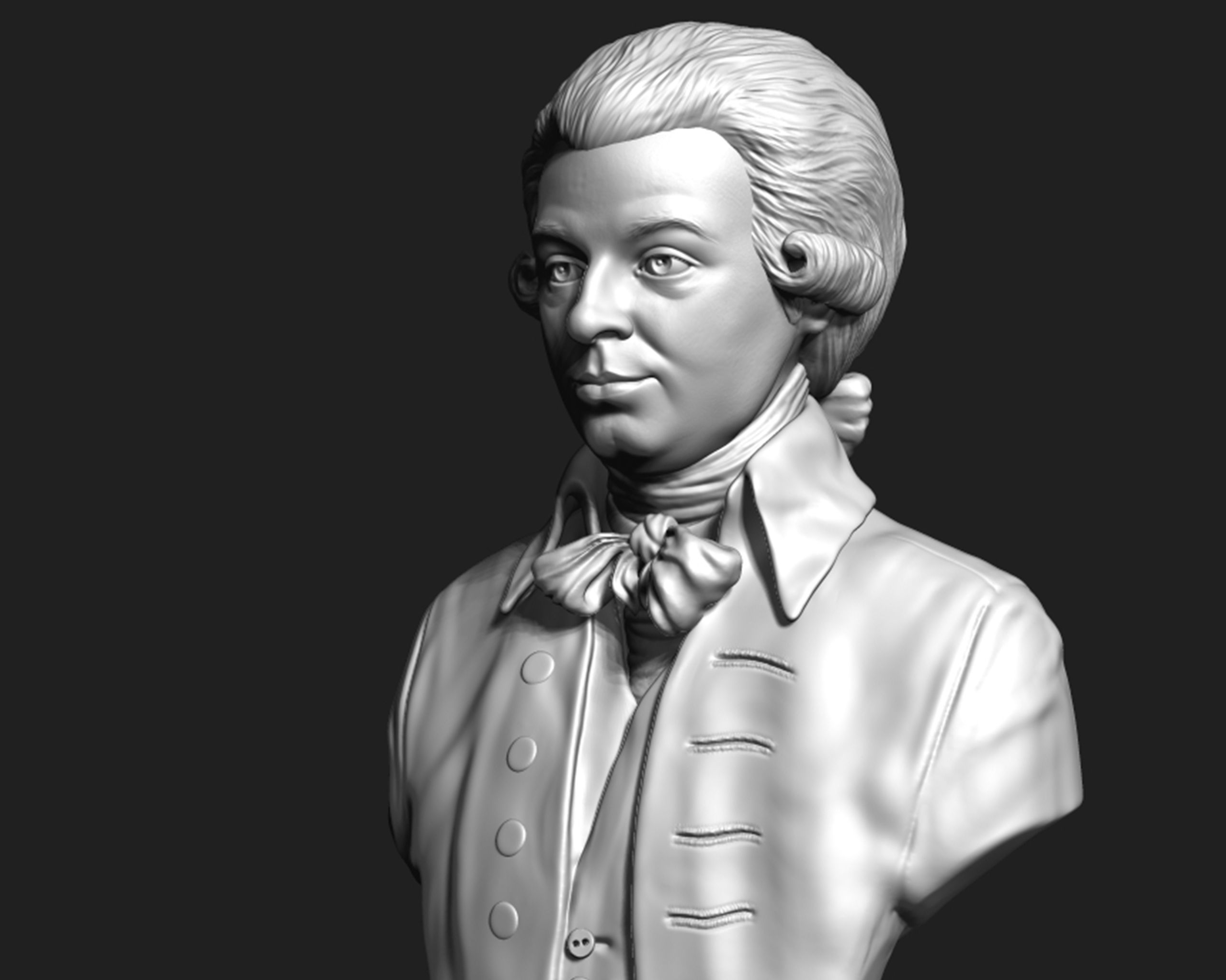 Wolfgang Amadeus Mozart portrait sculpture 3D print model_3