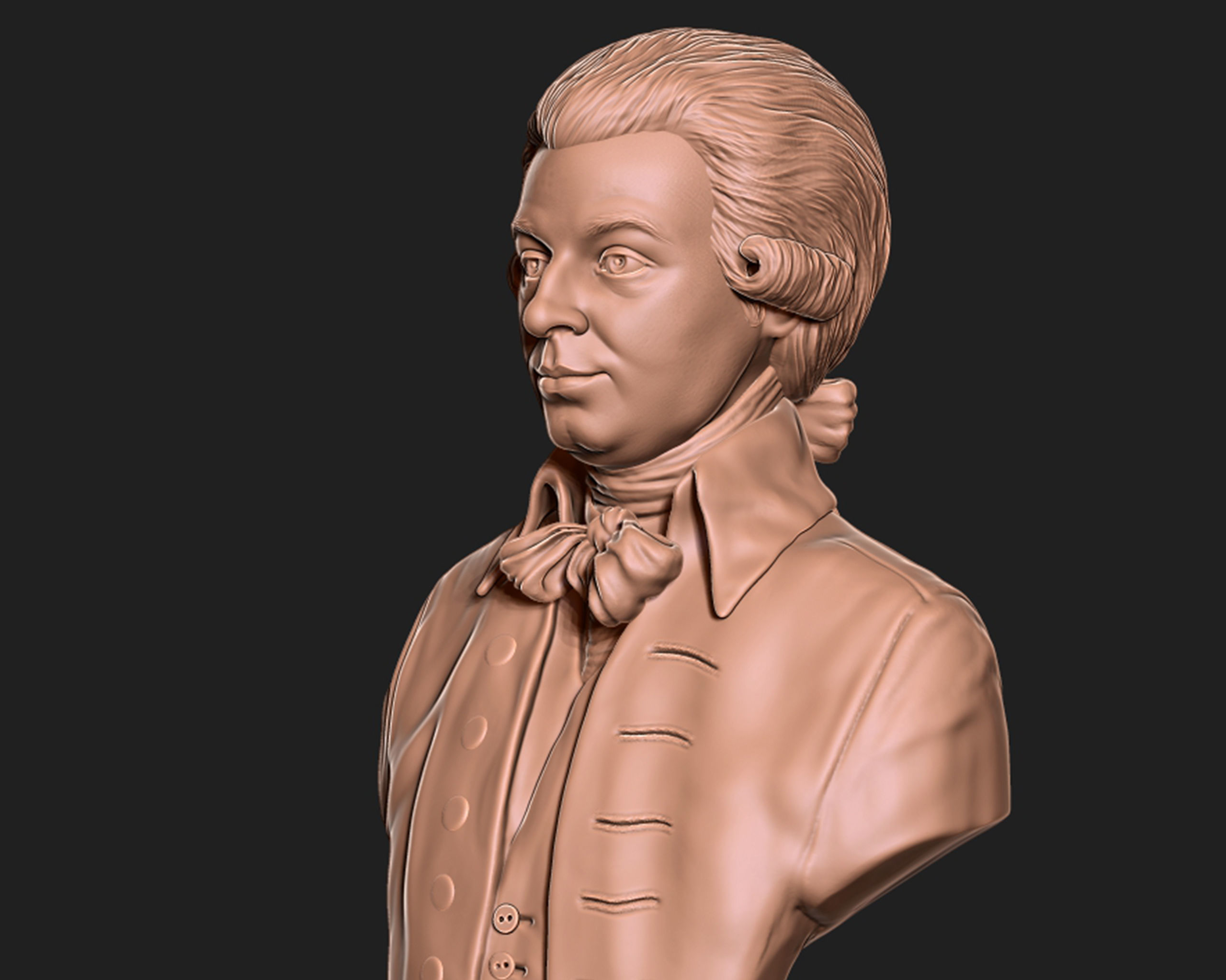 Wolfgang Amadeus Mozart portrait sculpture 3D print model_12
