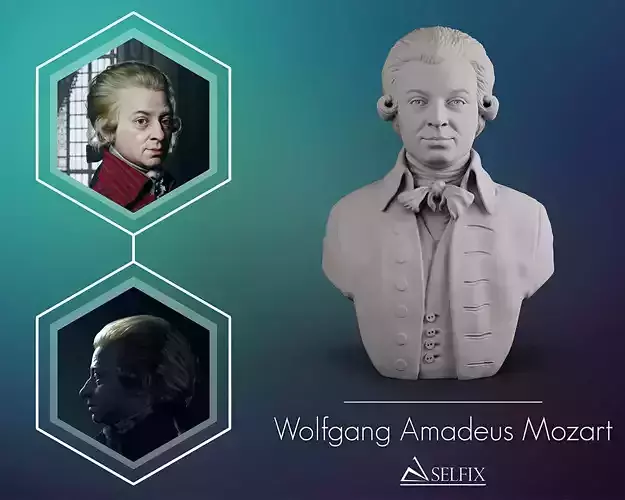 Wolfgang Amadeus Mozart portrait sculpture 3D print model