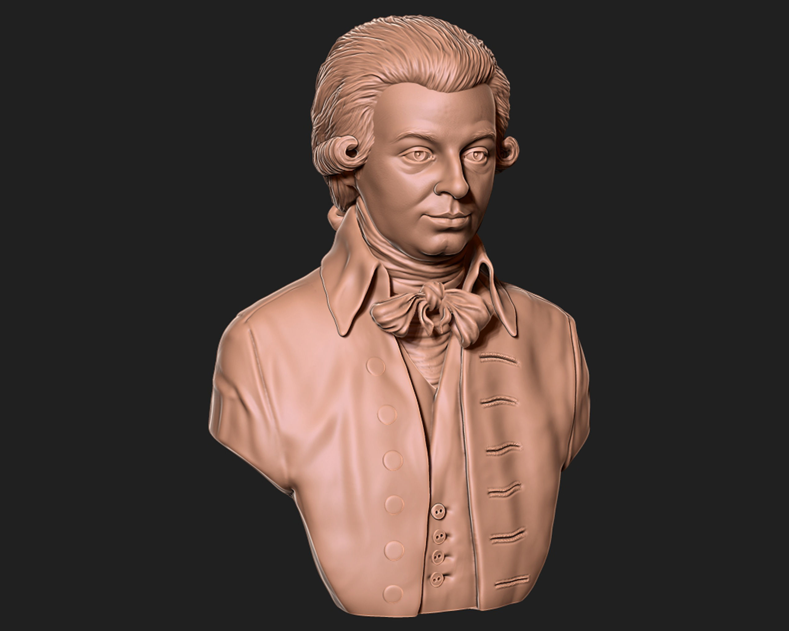 Wolfgang Amadeus Mozart portrait sculpture 3D print model_10