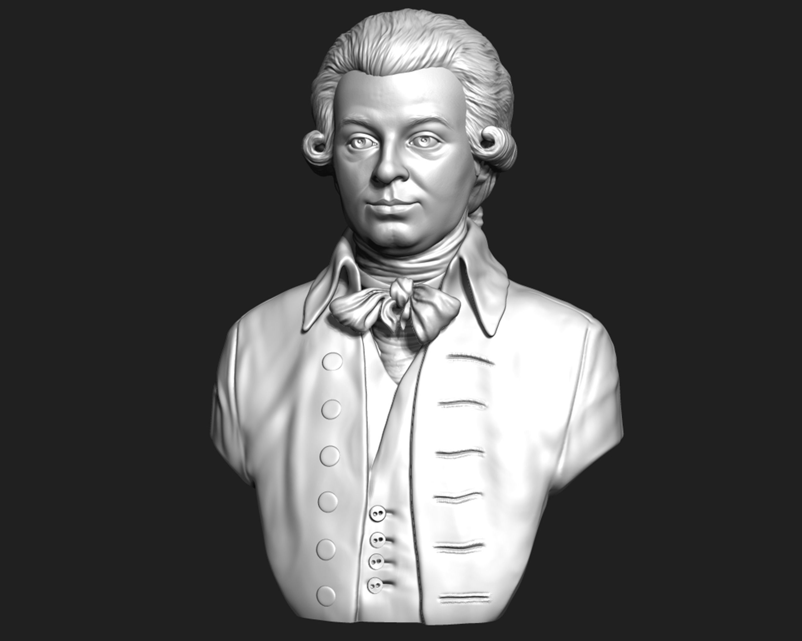 Wolfgang Amadeus Mozart portrait sculpture 3D print model_8