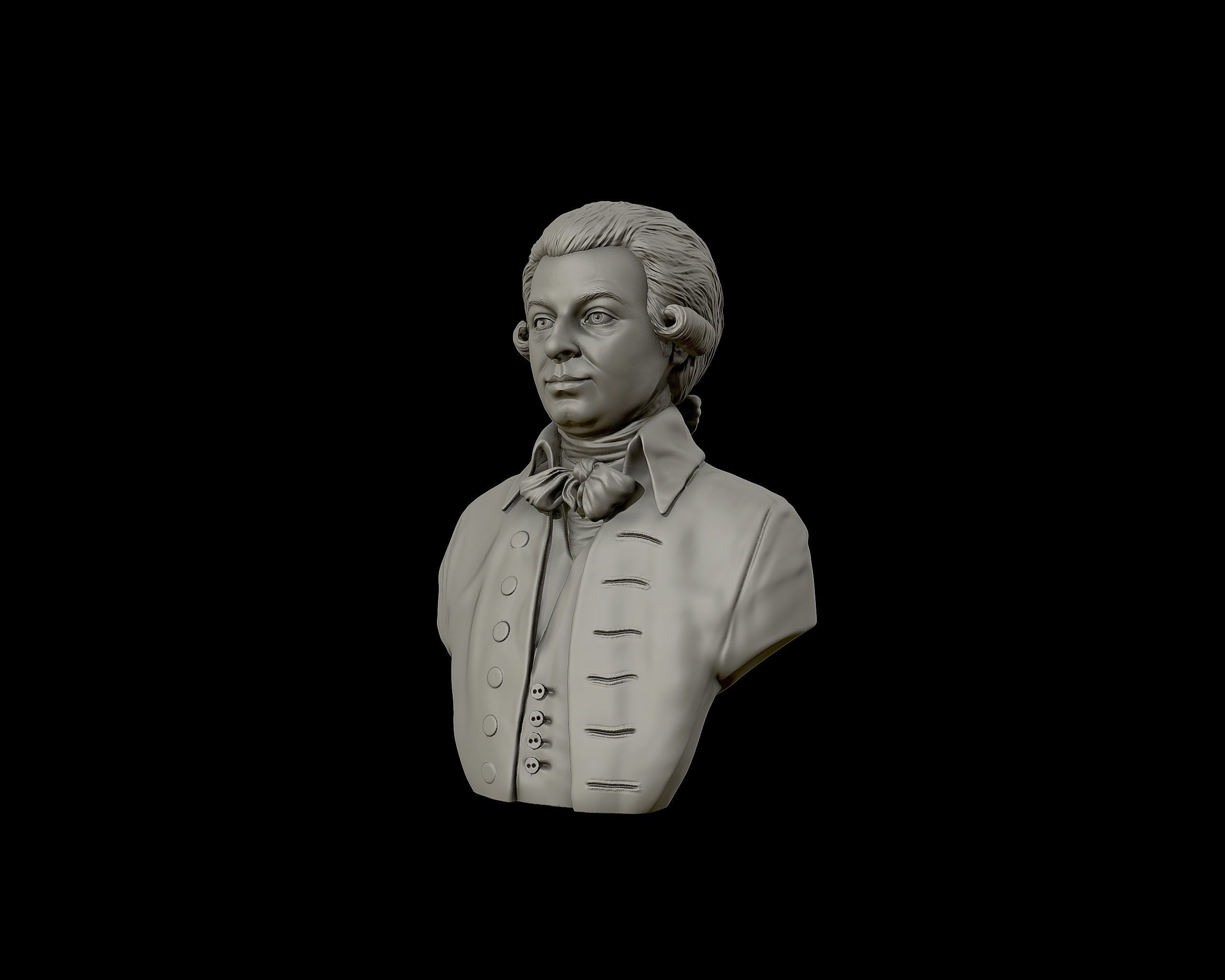Wolfgang Amadeus Mozart portrait sculpture 3D print model_18