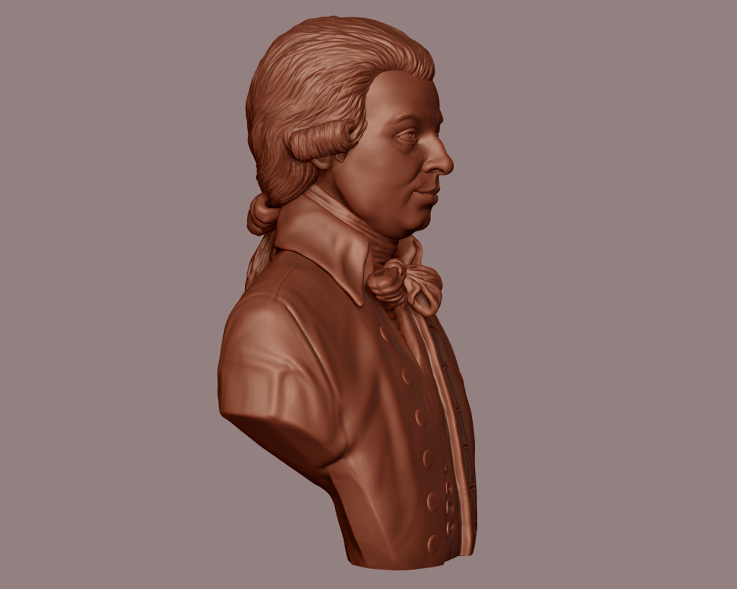 Wolfgang Amadeus Mozart portrait sculpture 3D print model_14