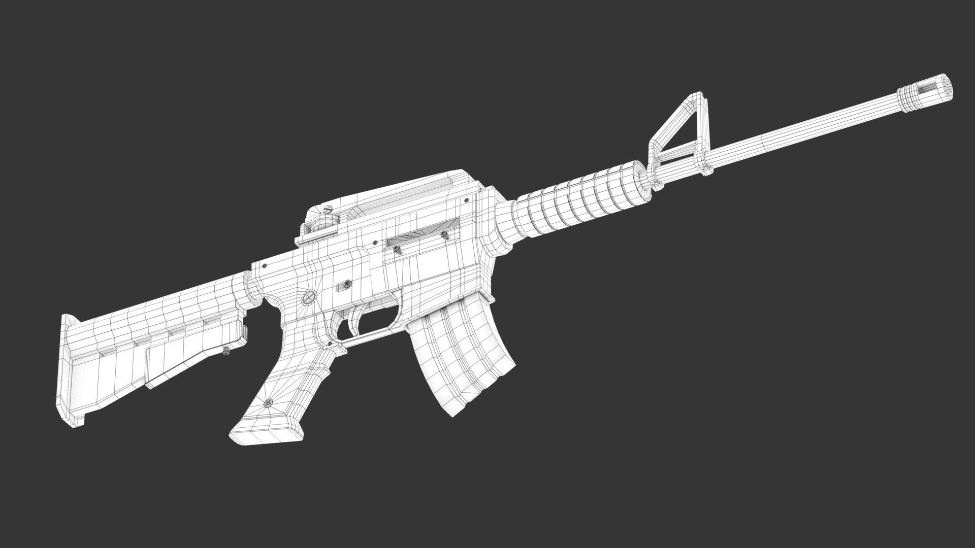 M4 Assault Rifle Low-poly 3D model_10