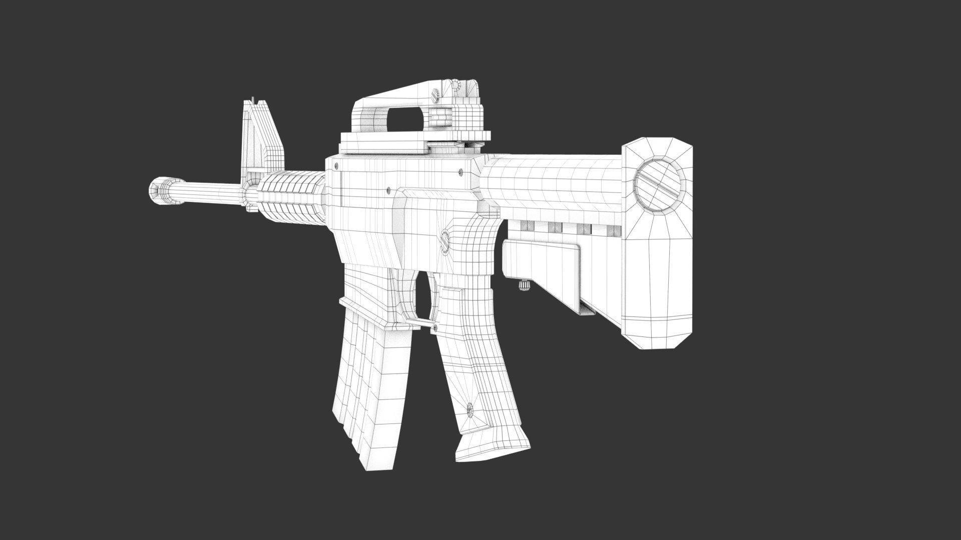 M4 Assault Rifle Low-poly 3D model_9