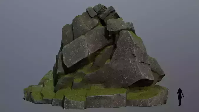 Mountain rock with grass on top