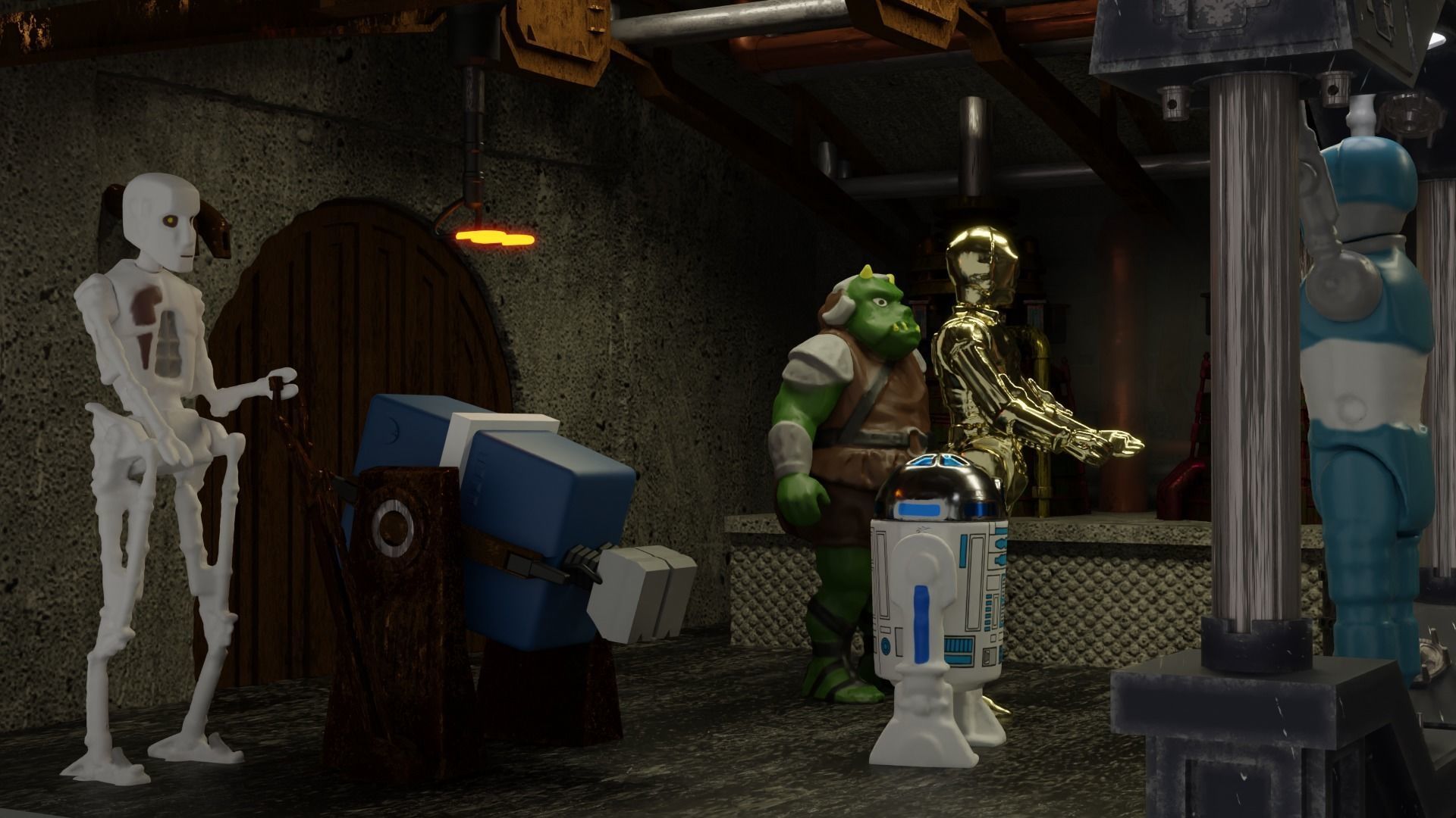 Jabbas Palace Basement Complete set 1-12 scale blackseries 3D Model Collection_14