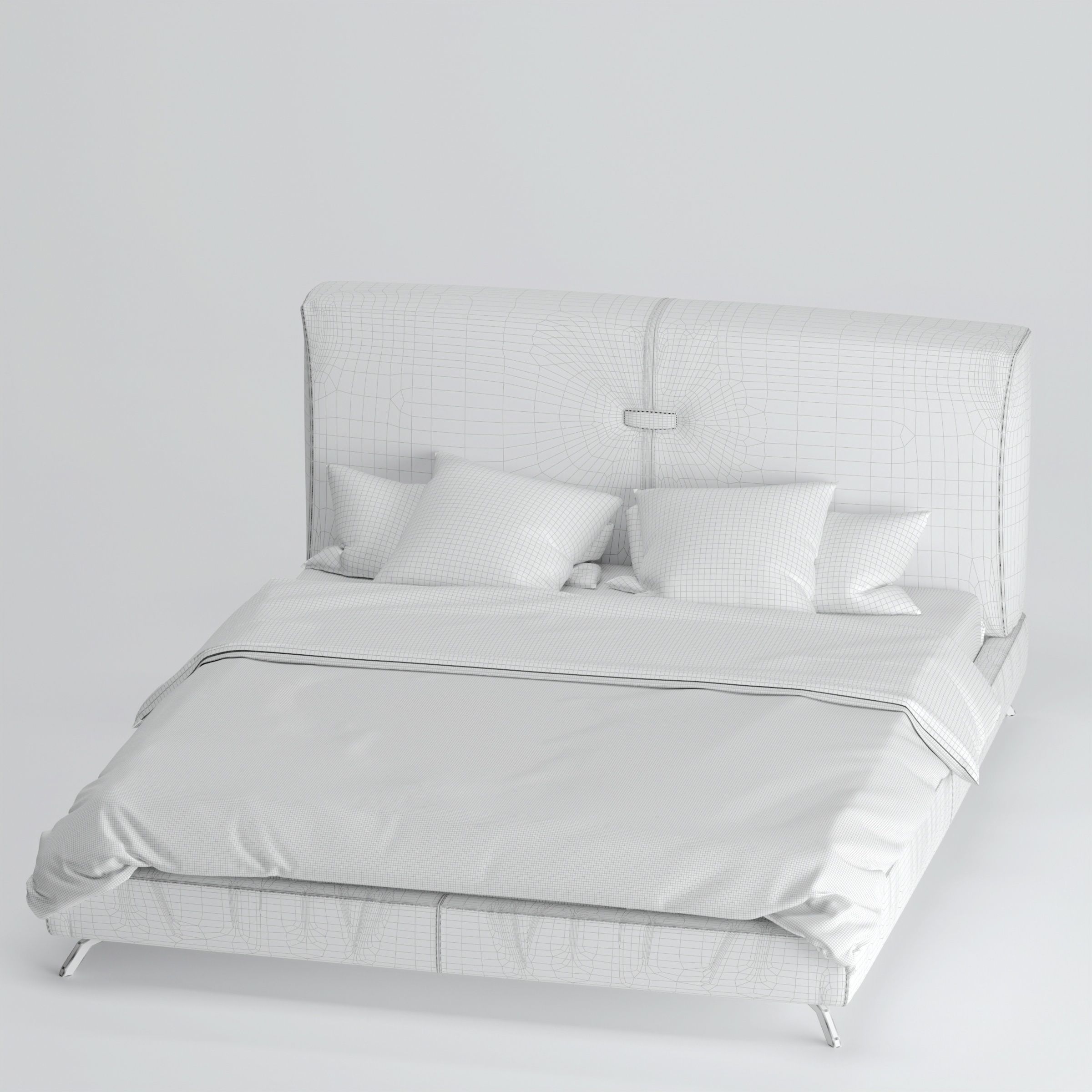 leather bed 3D model_4