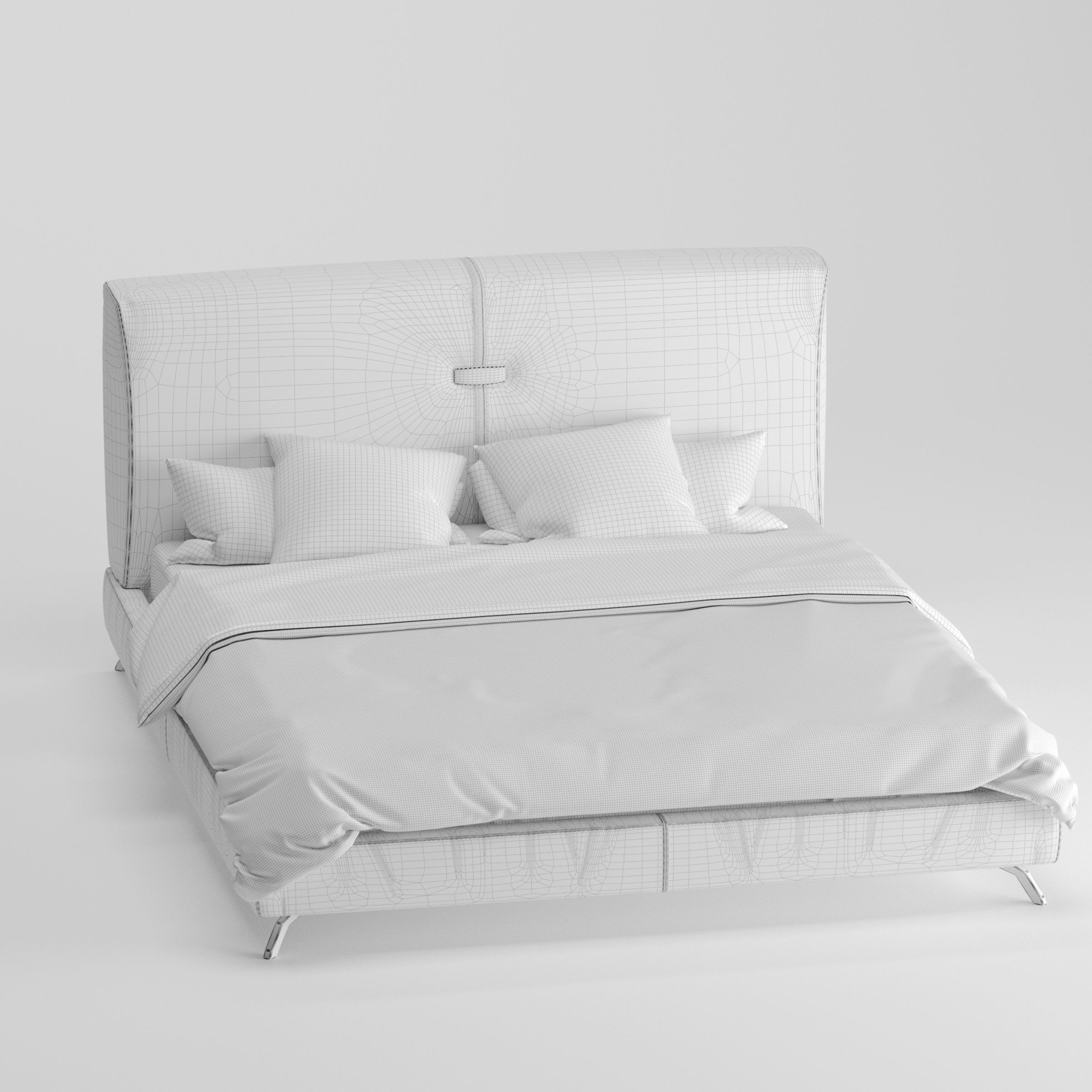 leather bed 3D model_3