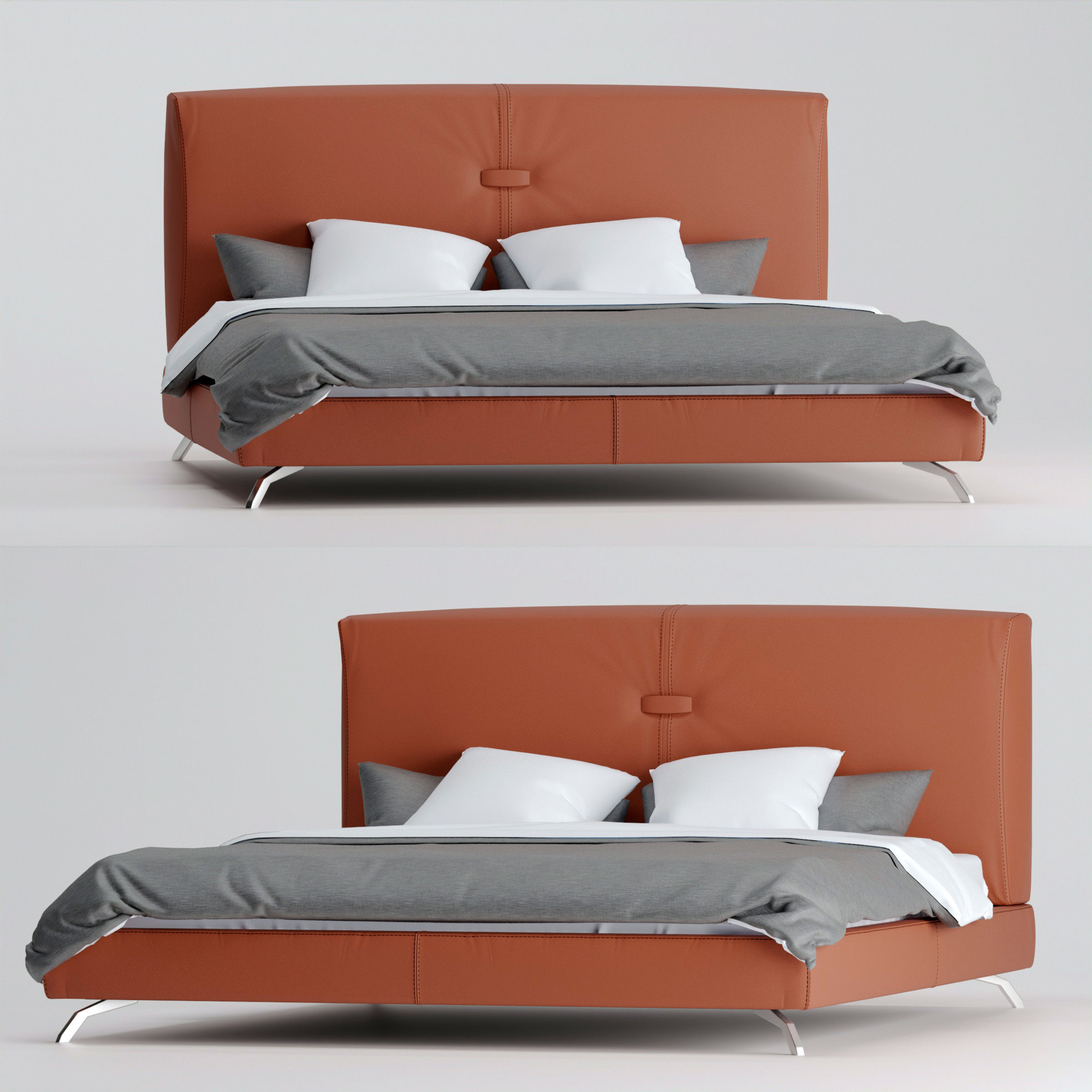 leather bed 3D model_2