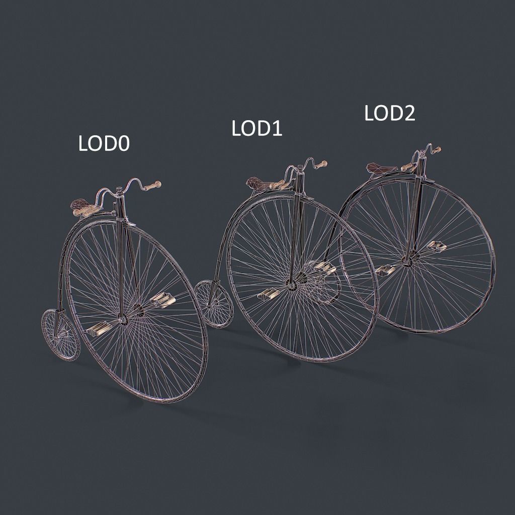 Penny Farthing Low-poly 3D model_16