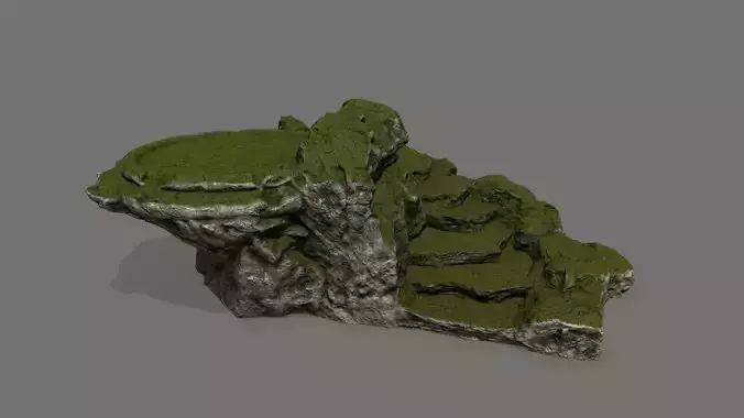 Ladder rock with grass Low-poly 3D model