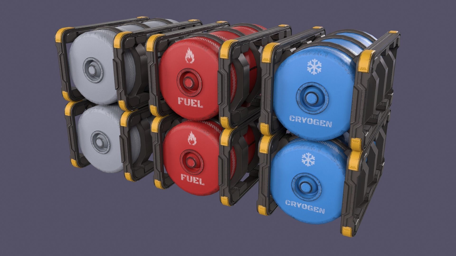 Sci-Fi Barrel Pack Low-poly 3D model_23