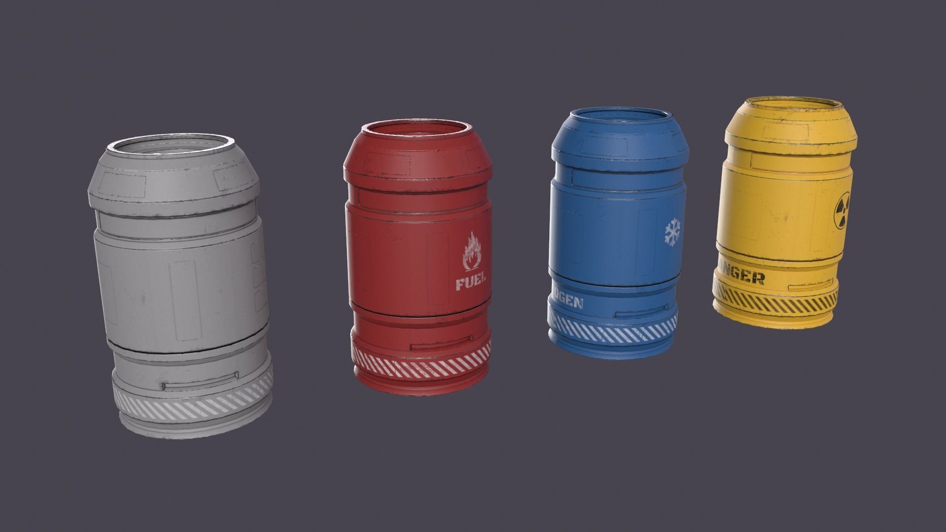 Sci-Fi Barrel Pack Low-poly 3D model_32