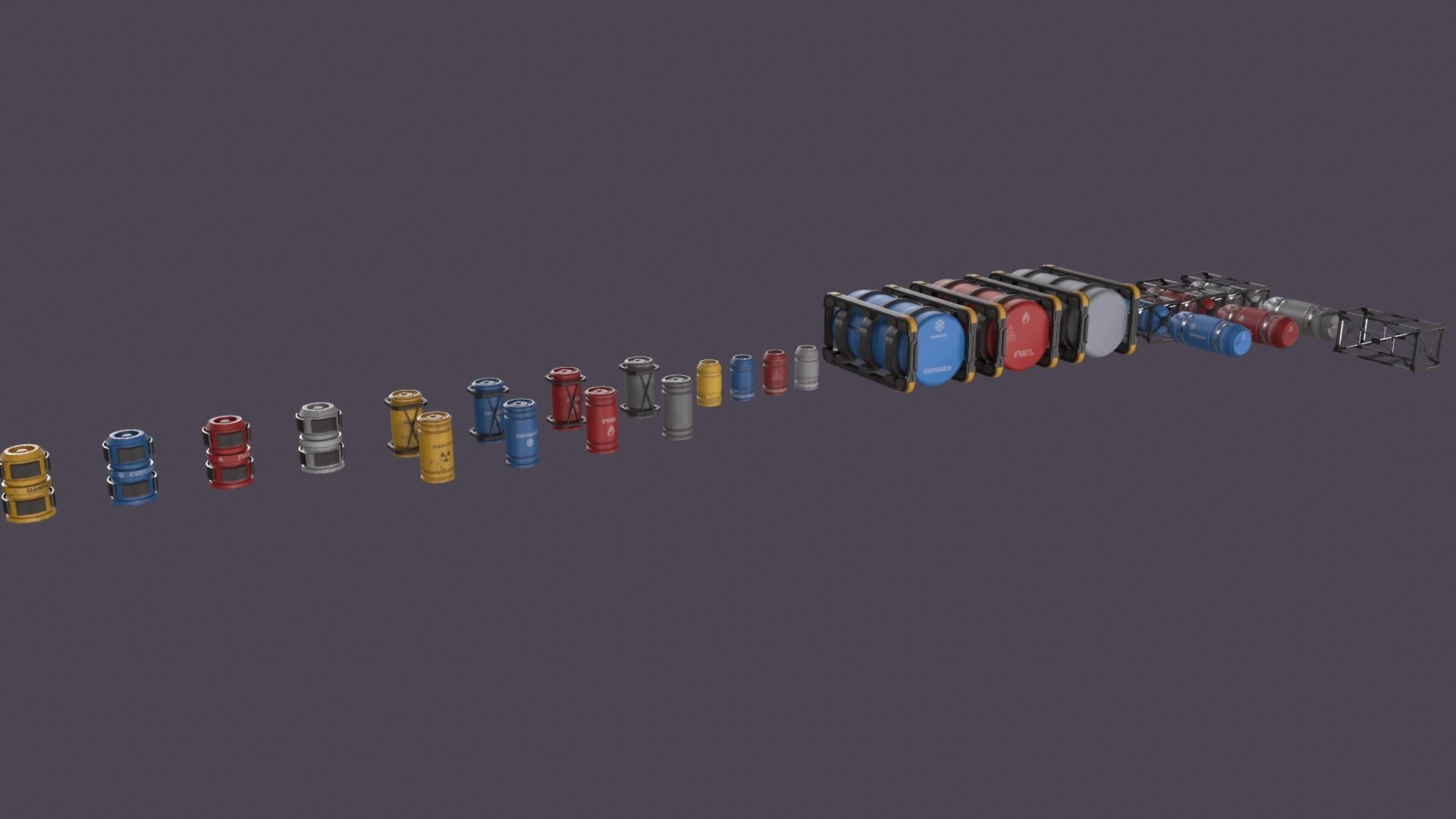 Sci-Fi Barrel Pack Low-poly 3D model_7
