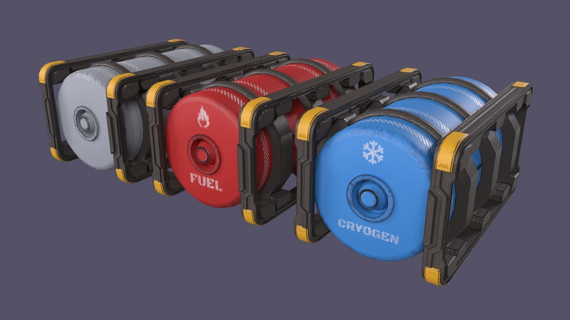 Sci-Fi Barrel Pack Low-poly 3D model_21