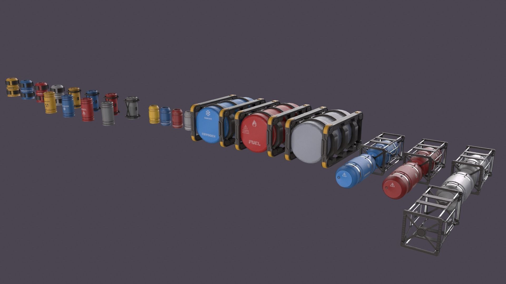 Sci-Fi Barrel Pack Low-poly 3D model_9