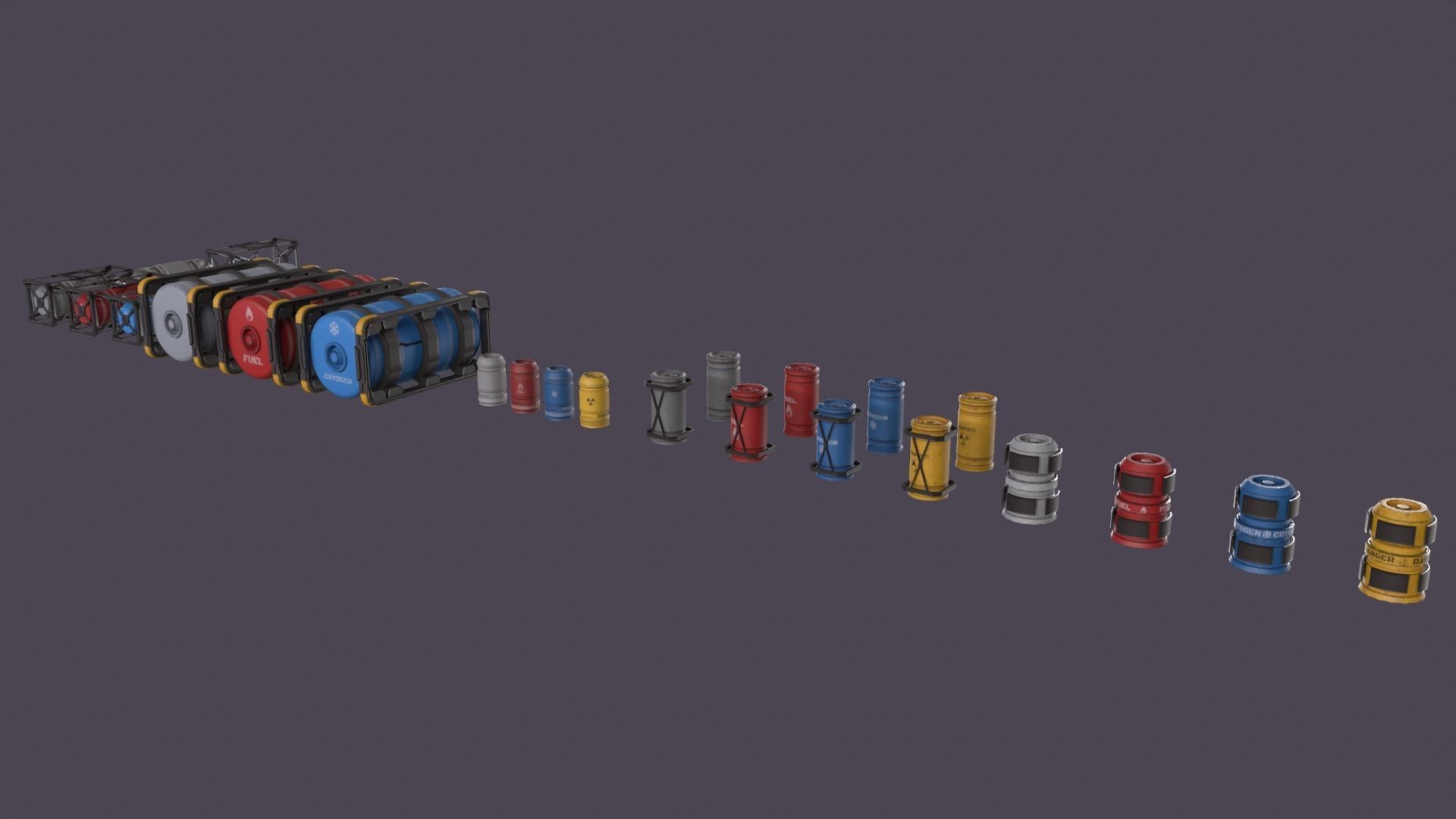 Sci-Fi Barrel Pack Low-poly 3D model_6