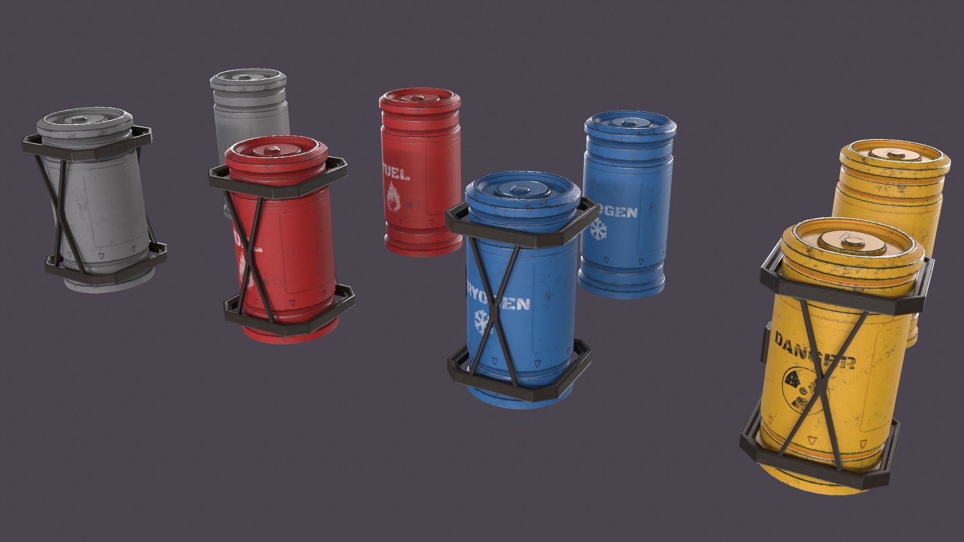 Sci-Fi Barrel Pack Low-poly 3D model_41